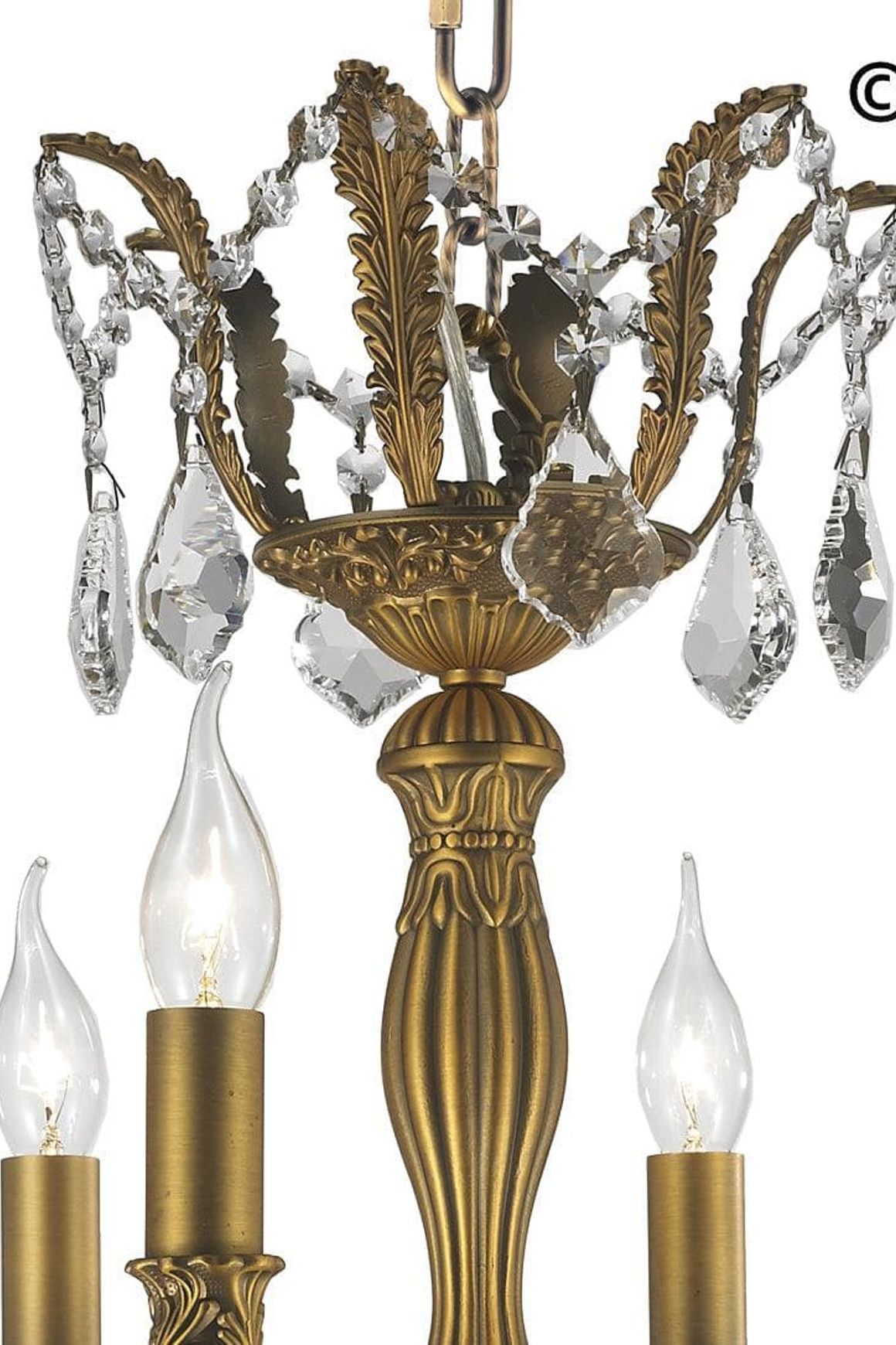 Americana 6 Light Crystal Chandelier - Brass Finish