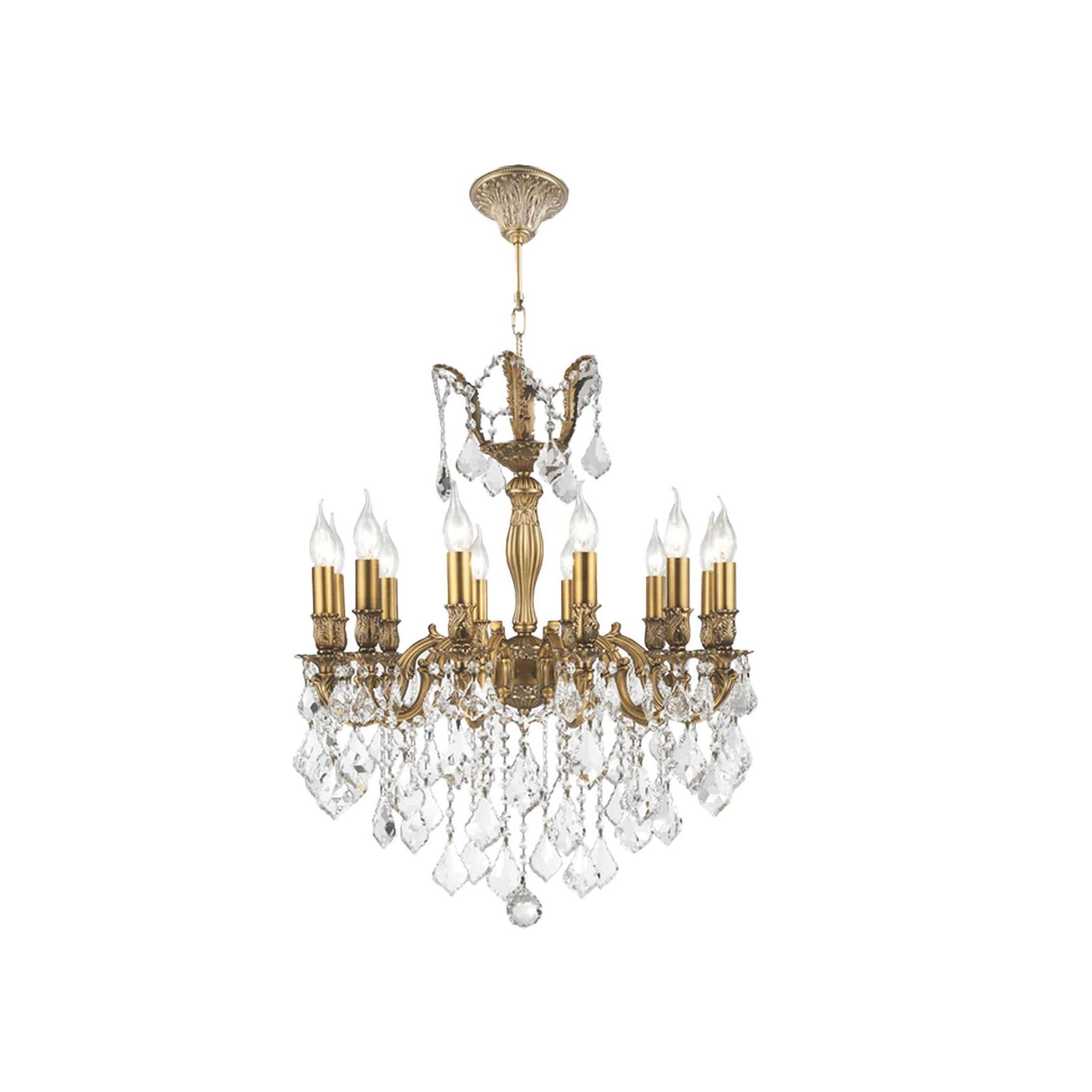 Americana 12 Light Crystal Chandelier - Brass Finish