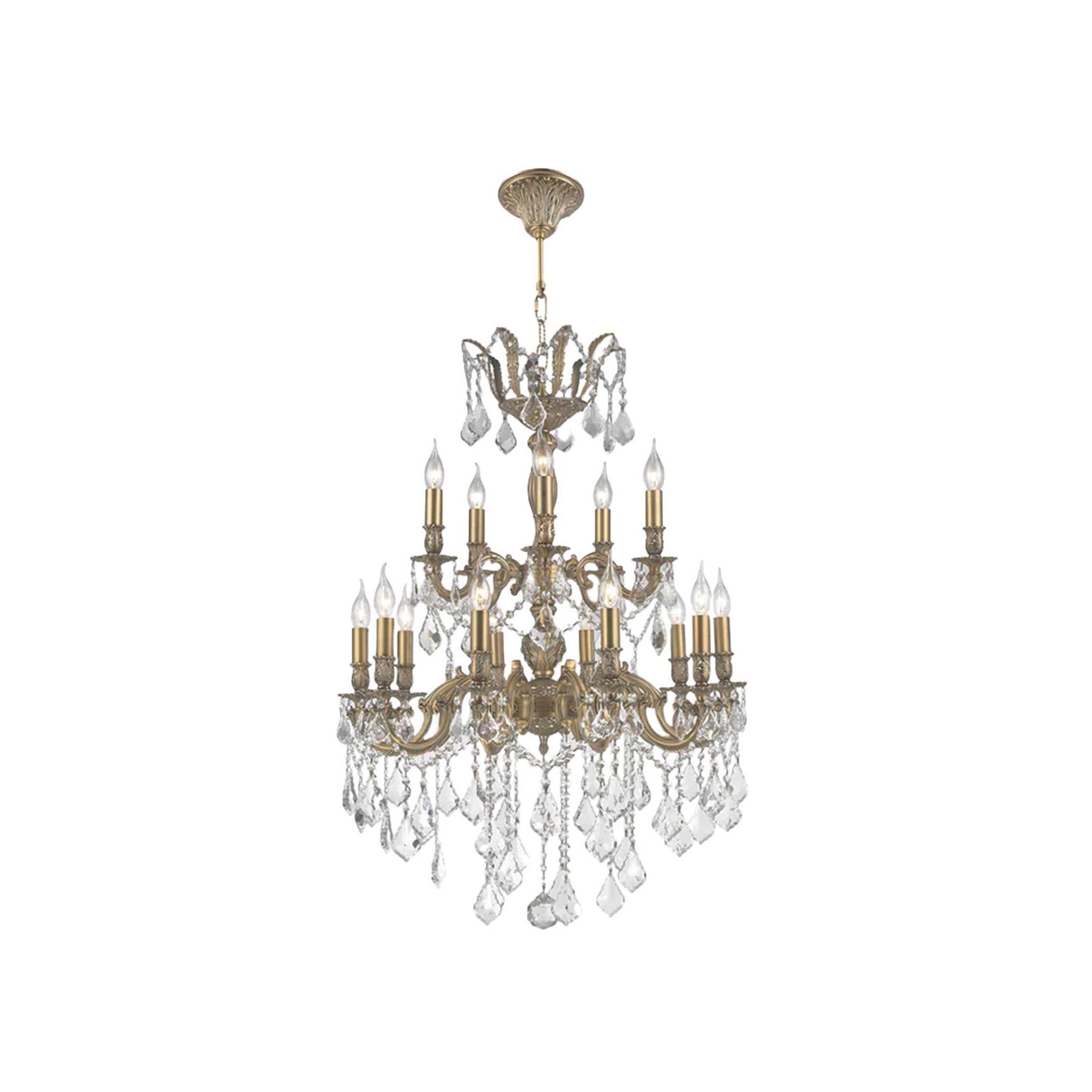 Americana 15 Light Crystal Chandelier - Brass Finish