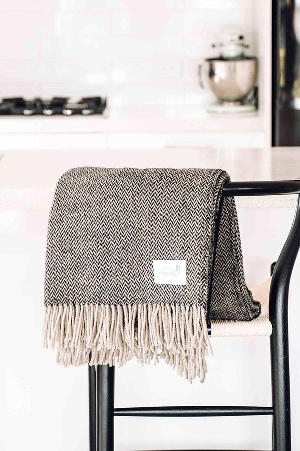 Ruanui Station Lambswool Throw -  Collier's Coal Chevron