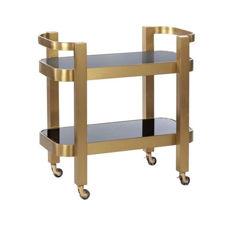 St Tropez Drinks Trolley with Black Glass