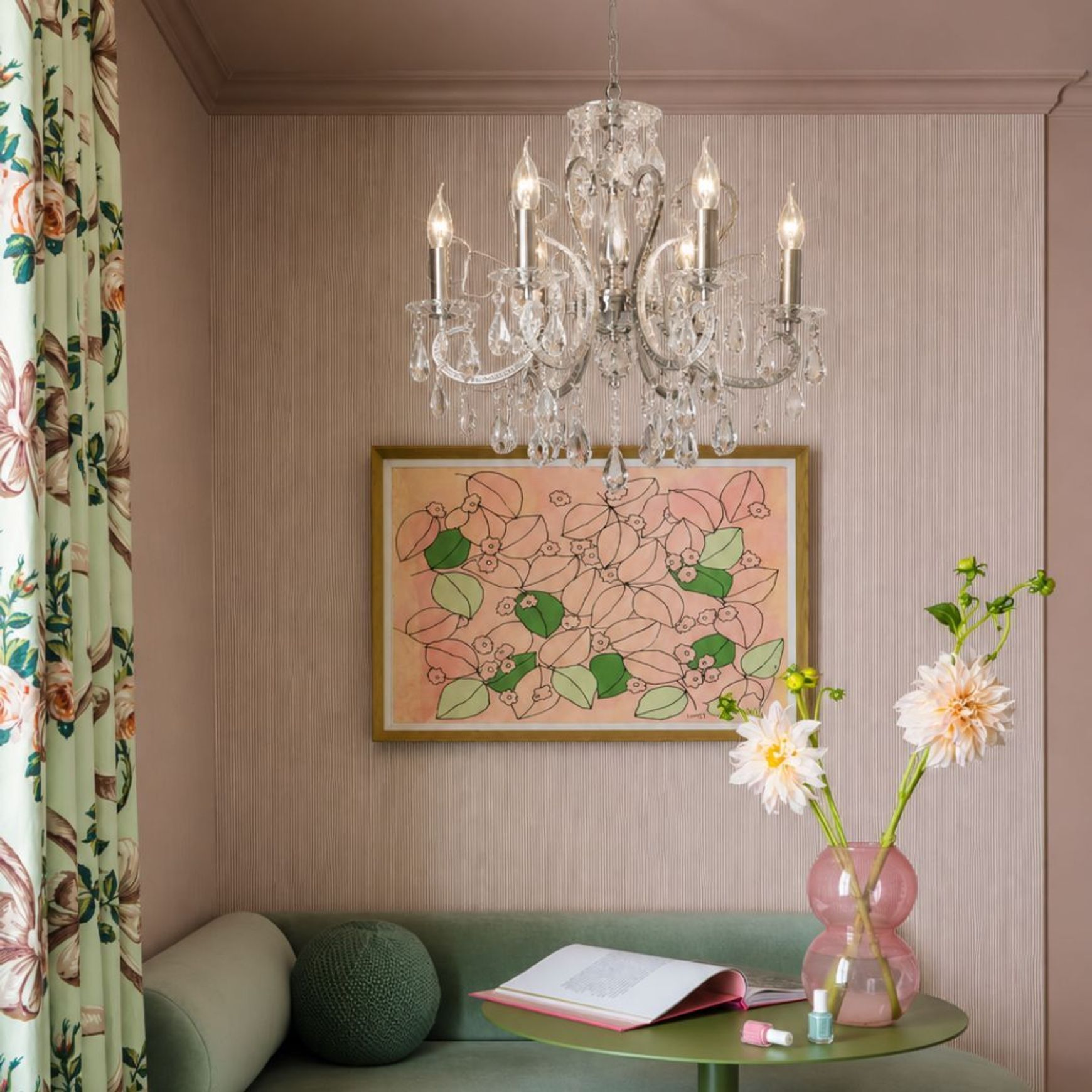 NewYork Princess 4 Arm Chandelier- Chrome- W:42cm