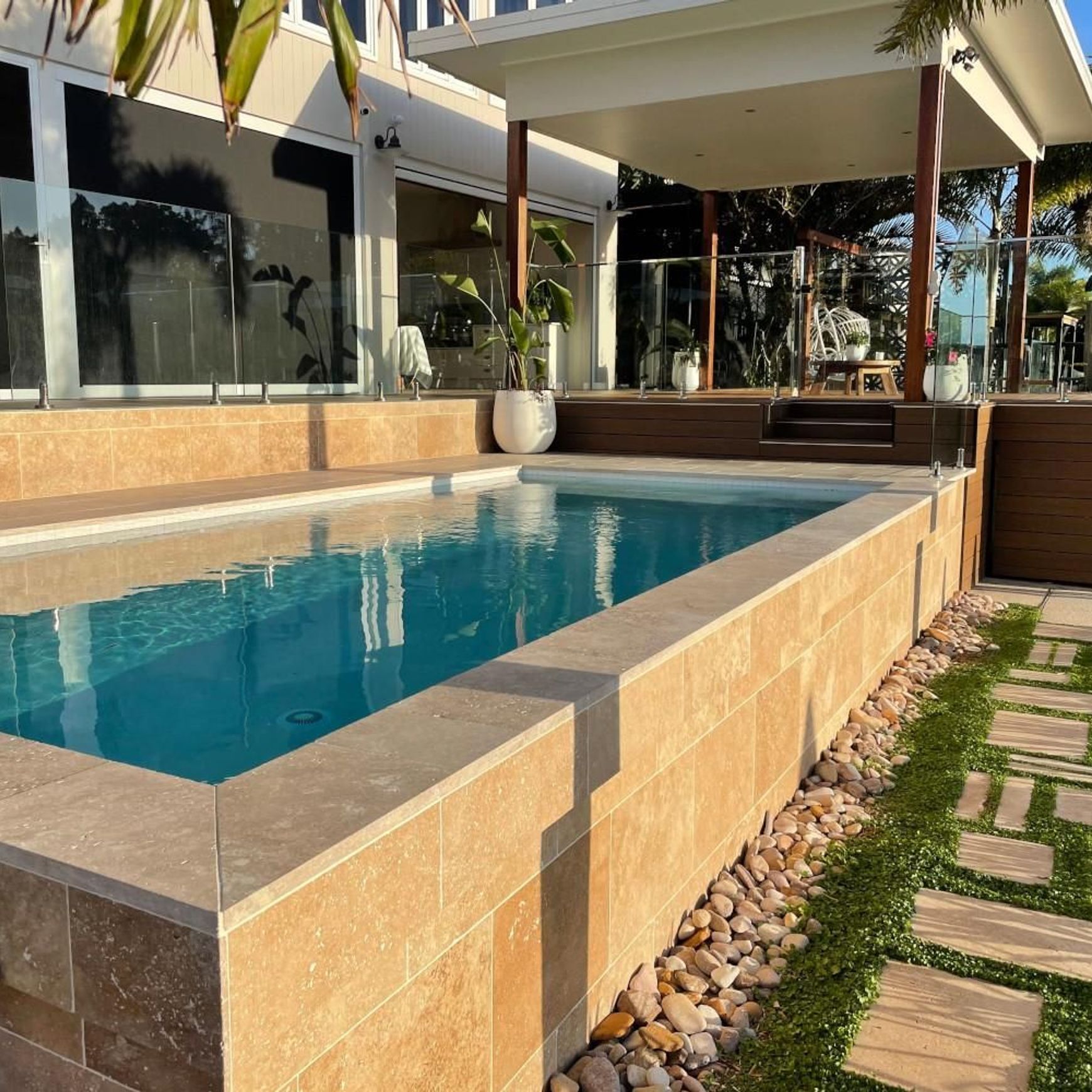 30mm Noce Travertine Pavers - Tumbled & Unfilled