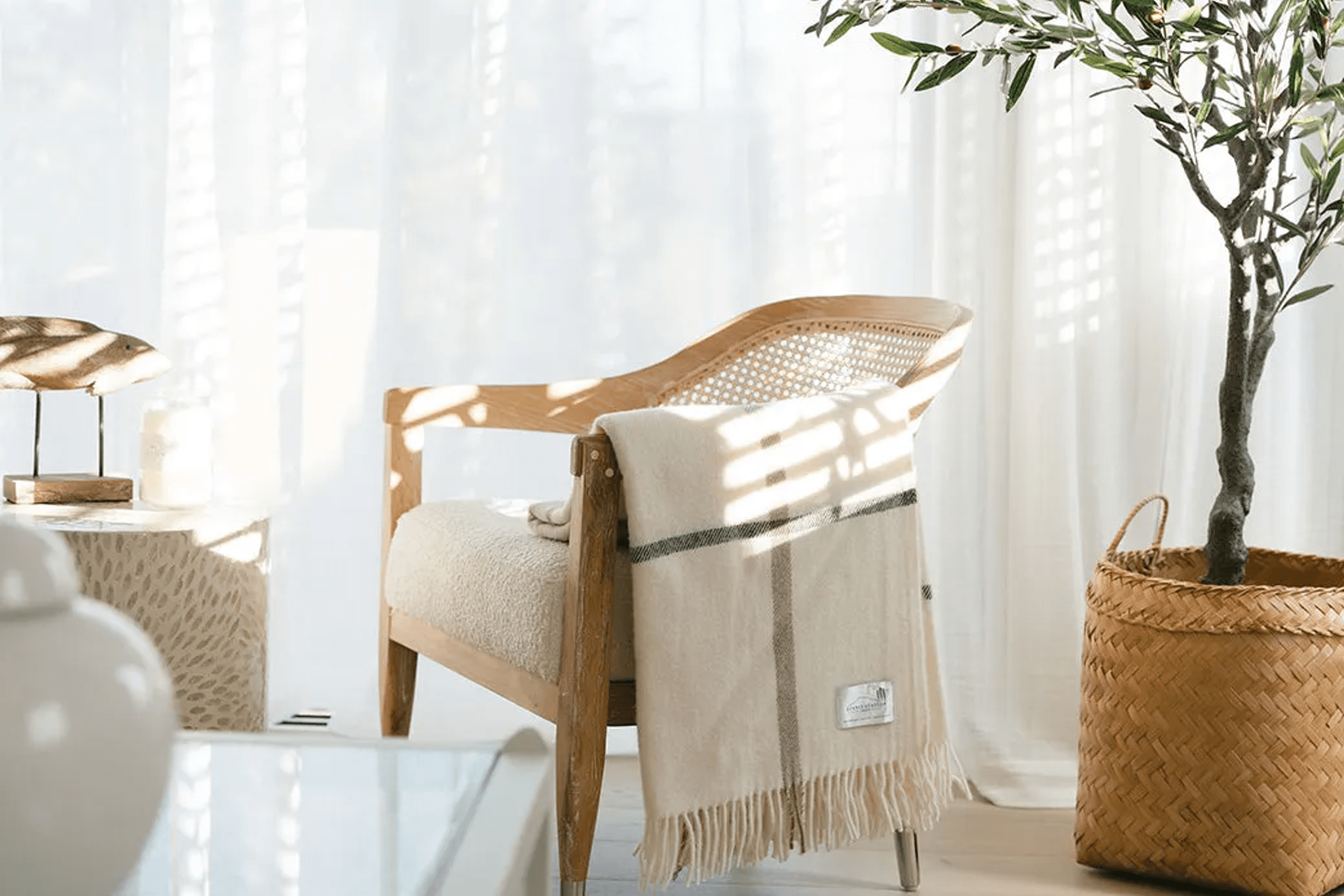 Ruanui Station Lambswool Throw - Waitoka White & Brown