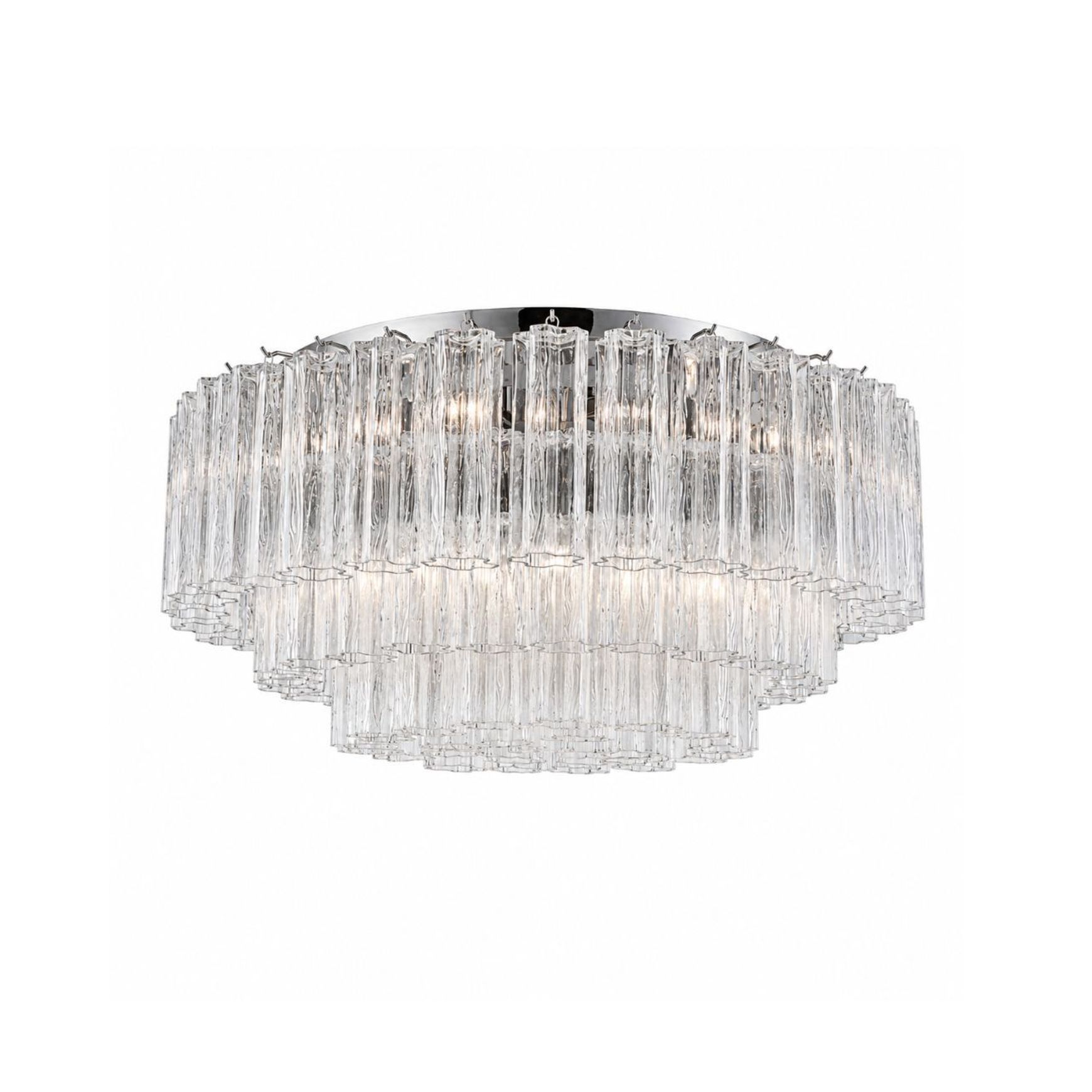 Odelle Collection - Flush Mount Chandelier - Clear & Chrome - W:80cm