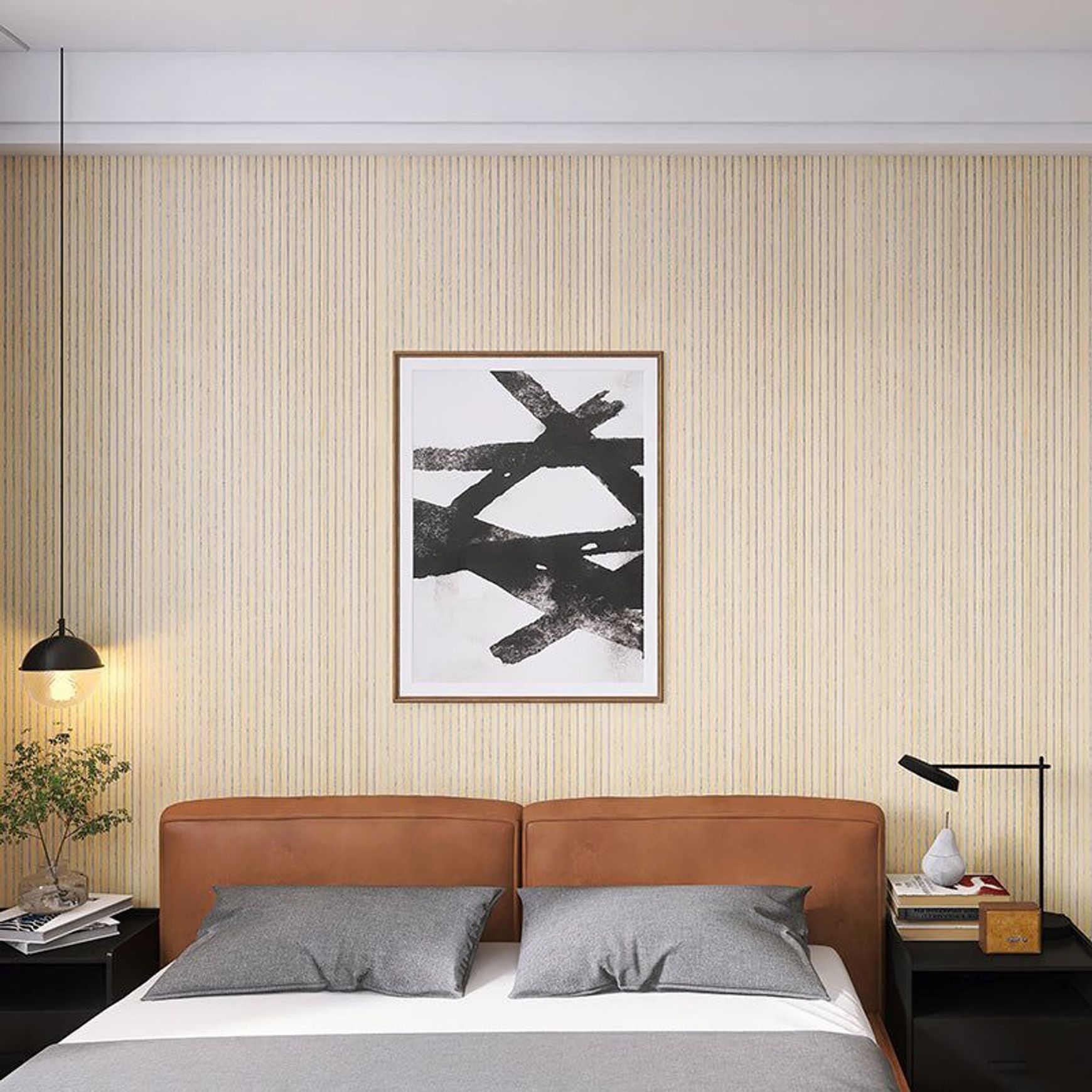 WOODFLEX Flexible Acoustic Wood Slat Wall Panel, Oak Veneer on Light Grey - 2700mm x 600mm