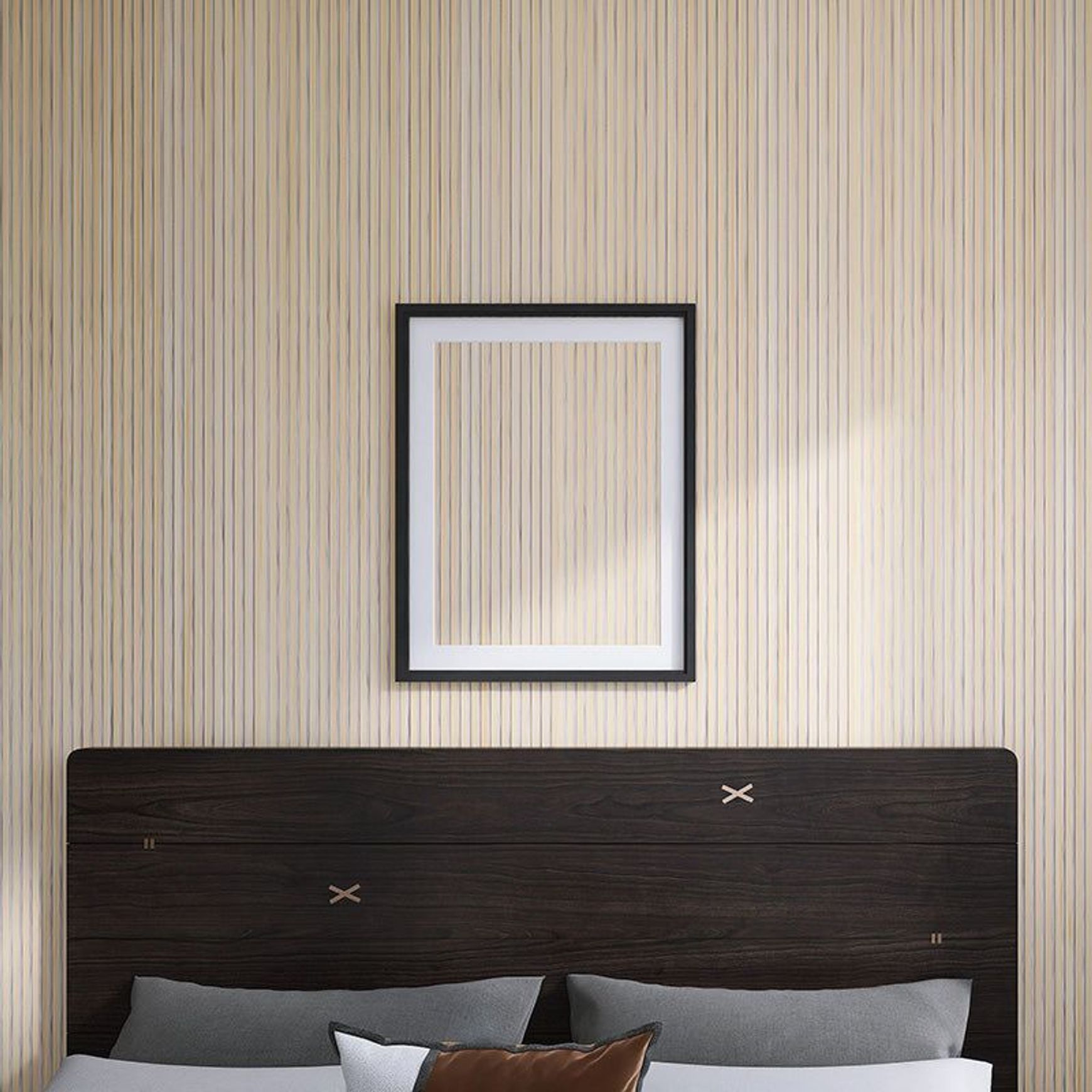 WOODFLEX Flexible Acoustic Wood Slat Wall Panel, Oak Veneer on Light Grey - 2700mm x 600mm