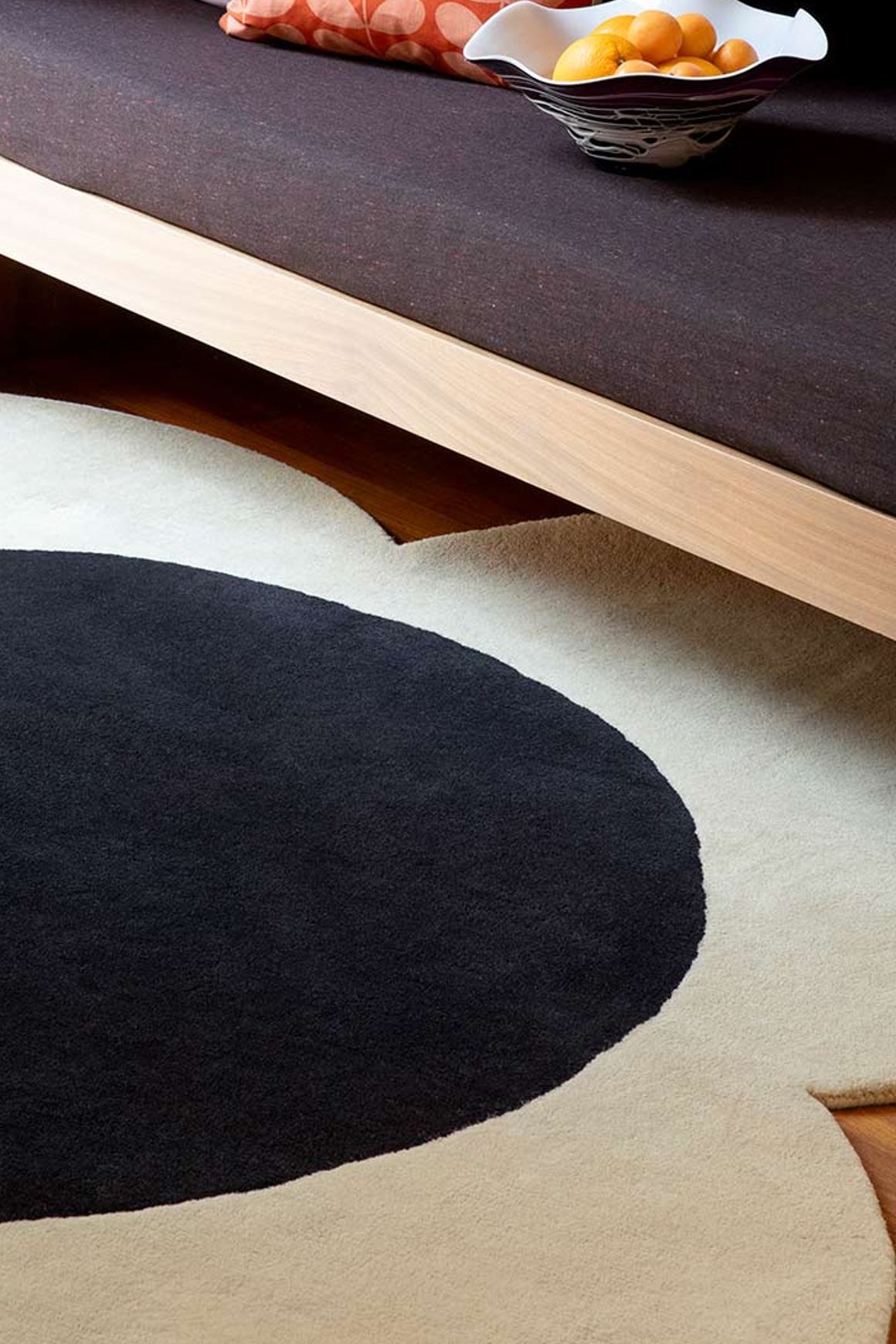Orla Kiely Spot Flower Rug - Ecru and Black | 100% Wool Designer Floor Rug