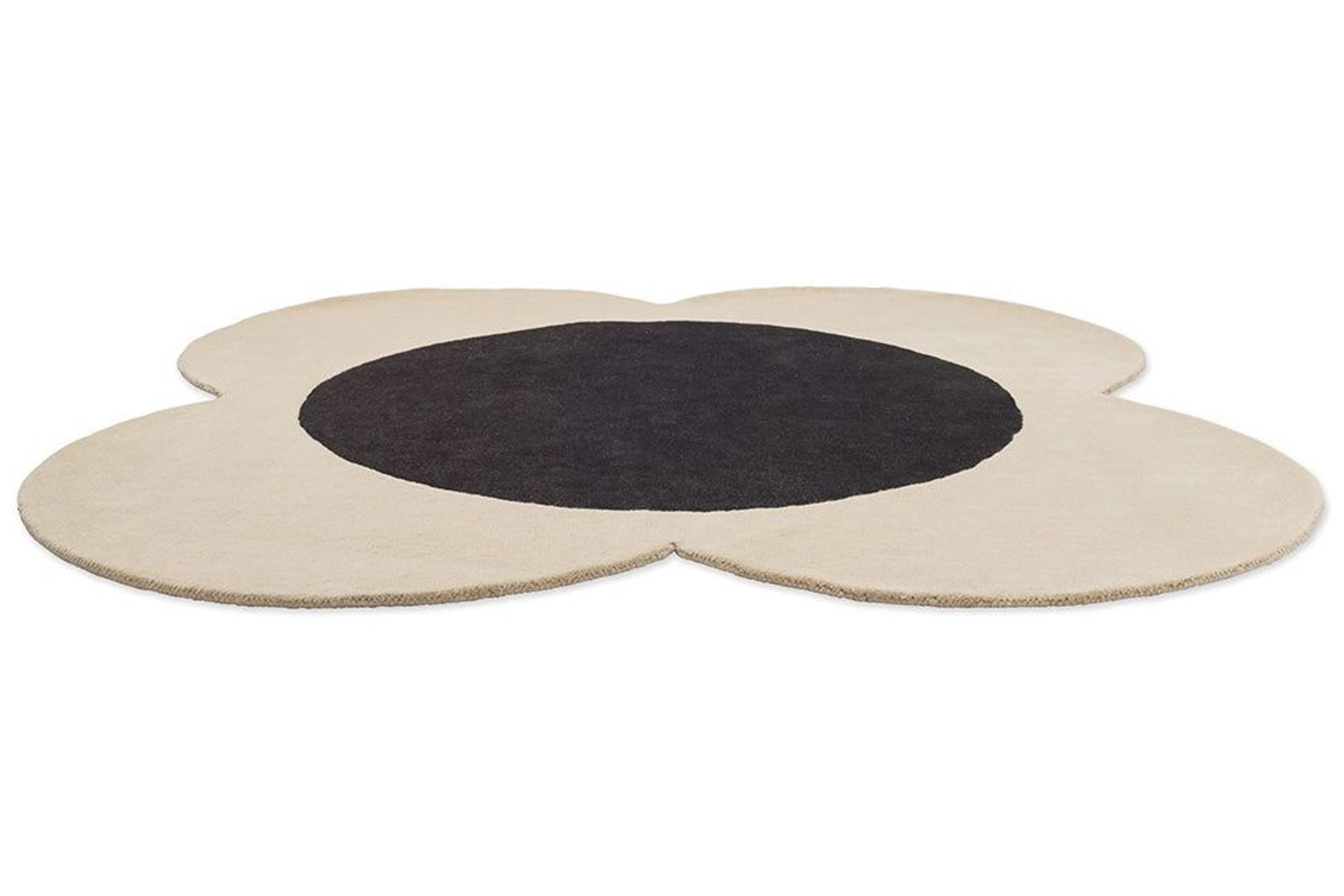 Orla Kiely Spot Flower Rug - Ecru and Black | 100% Wool Designer Floor Rug