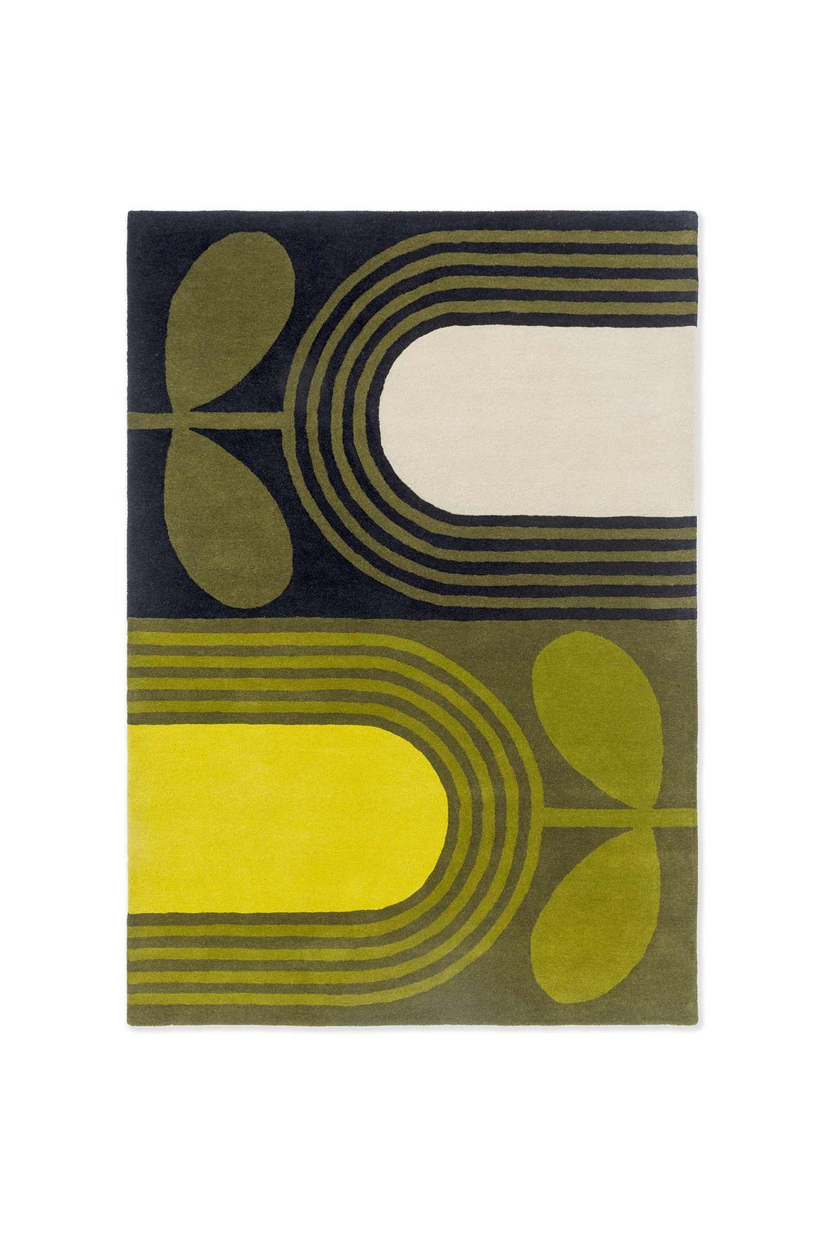 Orla Kiely Striped Tulip Rug - Seagrass | 100% Wool Designer Floor Rug