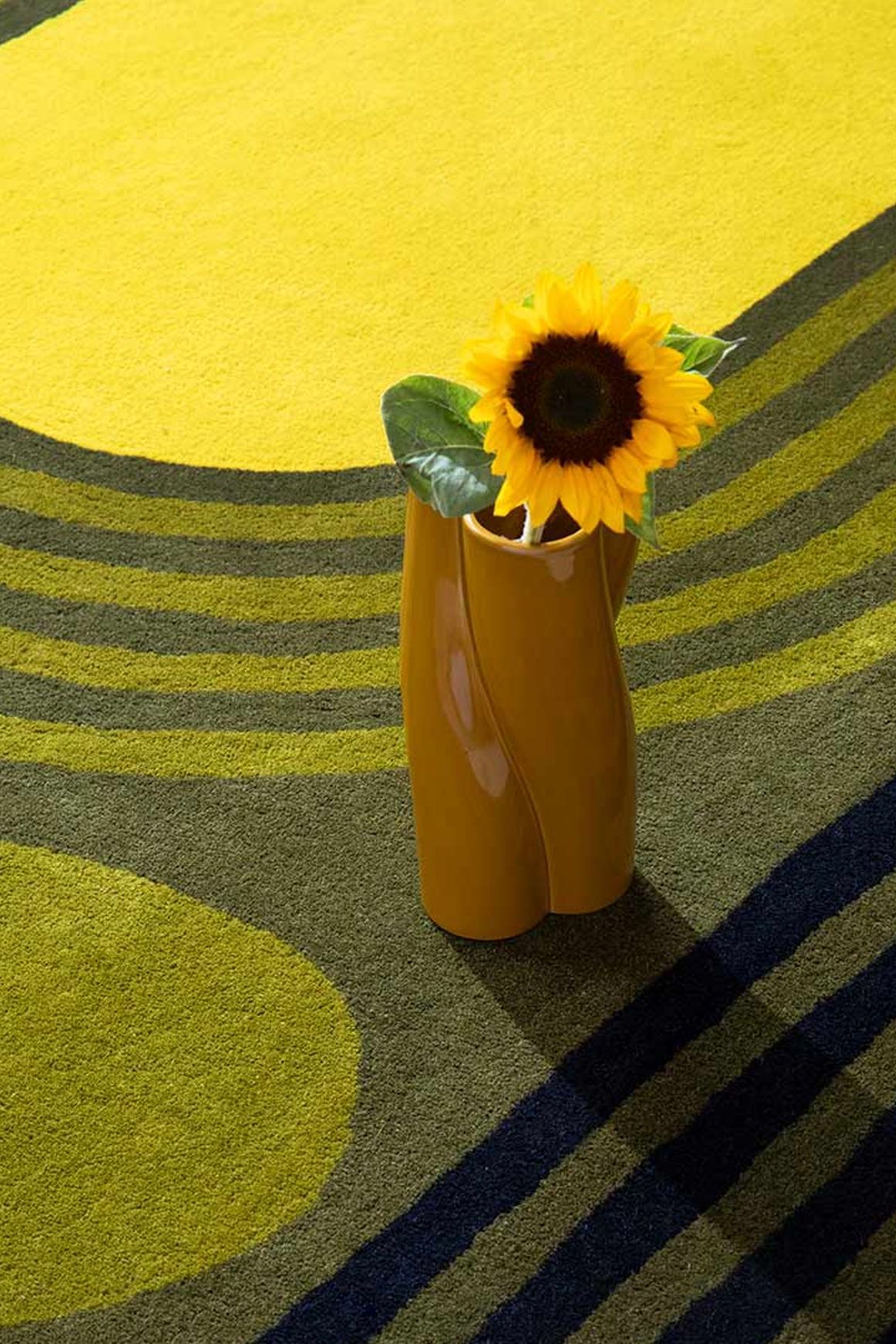 Orla Kiely Striped Tulip Rug - Seagrass | 100% Wool Designer Floor Rug