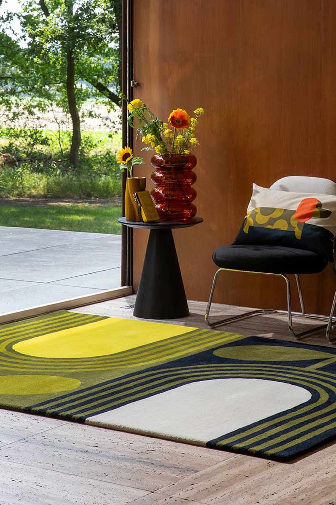 Orla Kiely Striped Tulip Rug - Seagrass | 100% Wool Designer Floor Rug