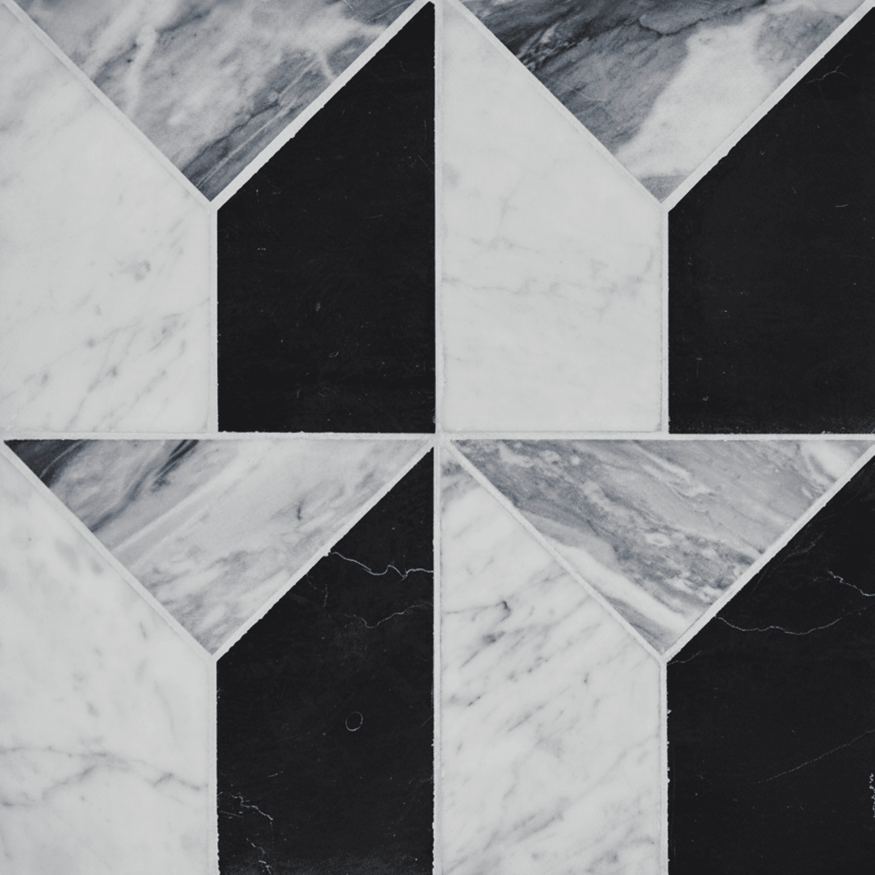 Pisa Mosaic Honed Bardiglio, Carrara & Nero