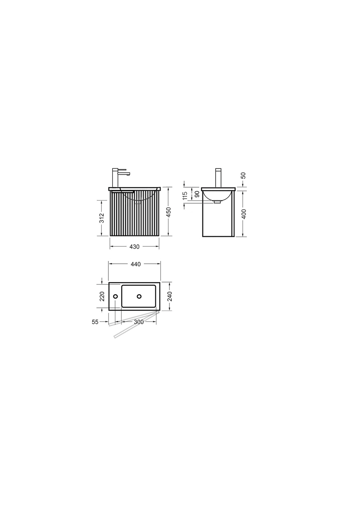 Pettine 440 Right Door Wall Vanity