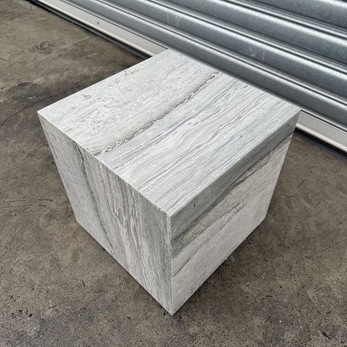 Cube Side Table - Veincut Blue Travertine | Natural Stone Co.