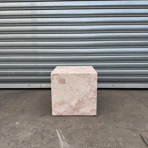 Cube Side Table - Rose Cream Marble | Natural Stone Co.