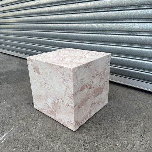 Cube Side Table - Rose Cream Marble | Natural Stone Co.