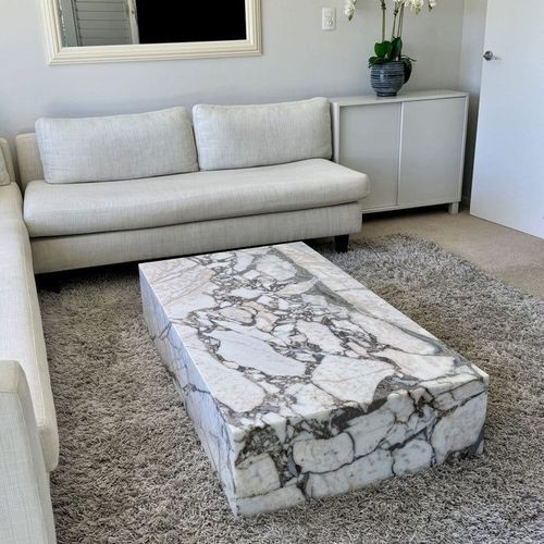 Block Coffee Table - Milky Bleu Marble - Large | Natural Stone Co.