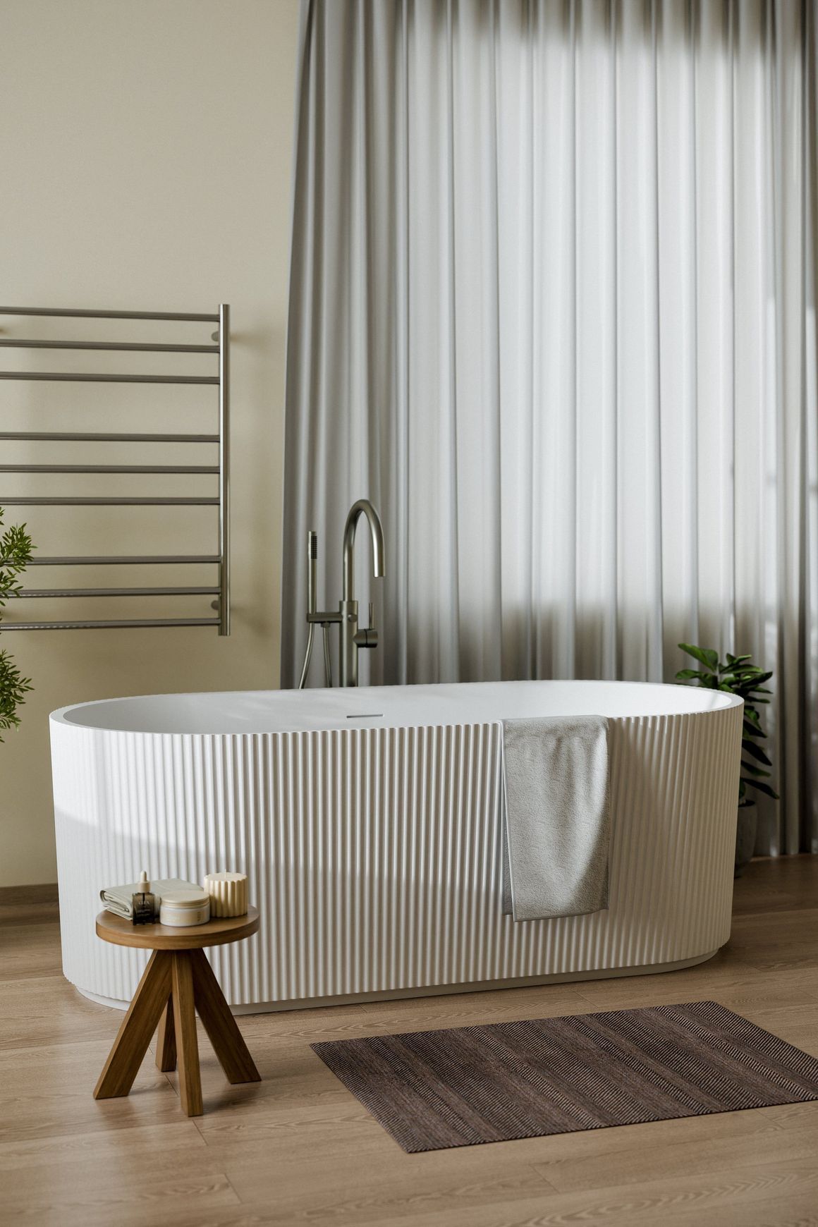 Nature Floorstanding Bath Filler with Hand Spray