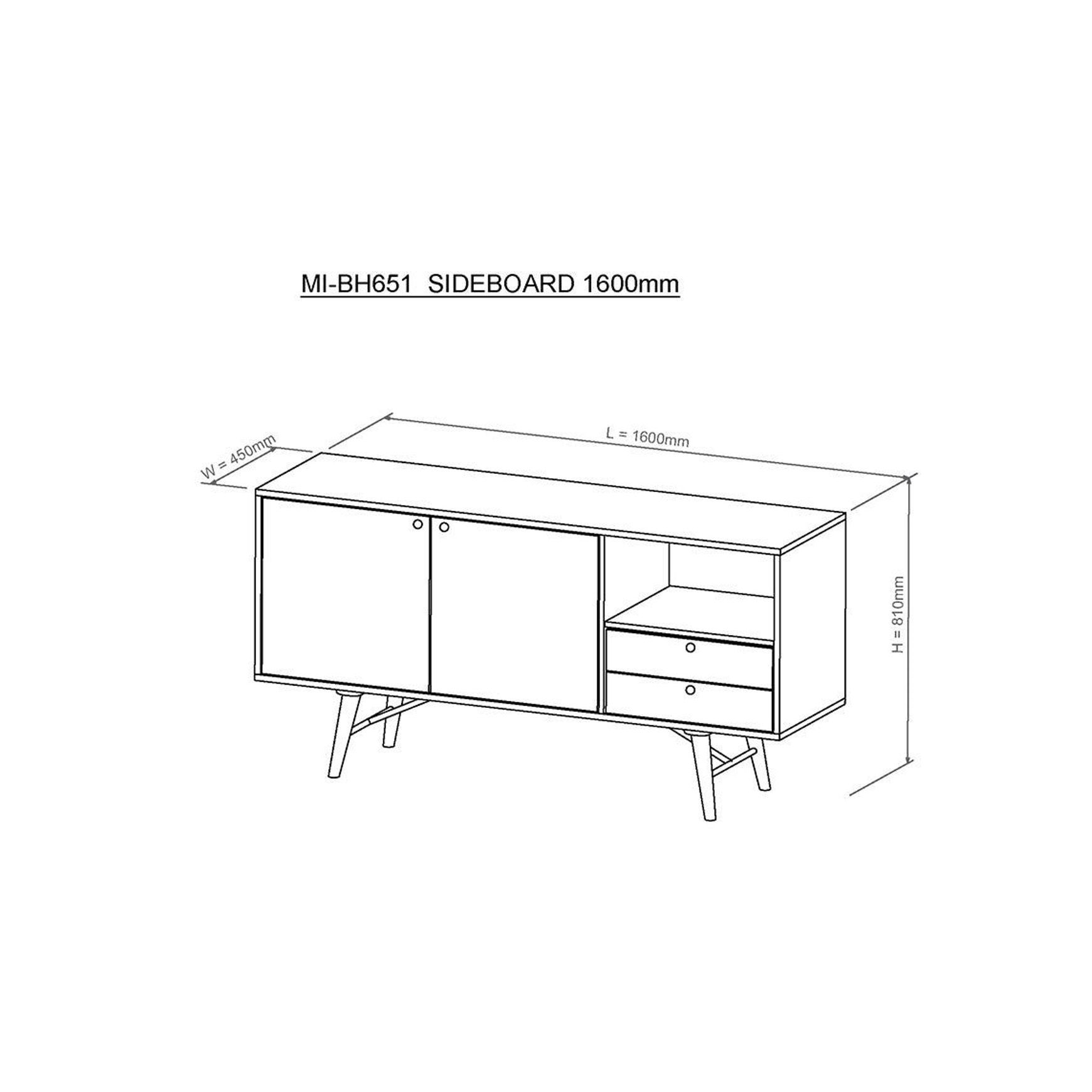 RANIA Sideboard Buffet 160cm - Black Ash