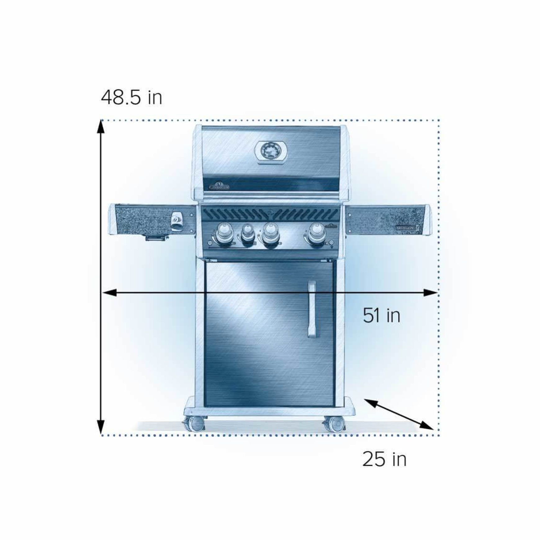 ROGUE PRO 425 FLAME SIDE dimensions