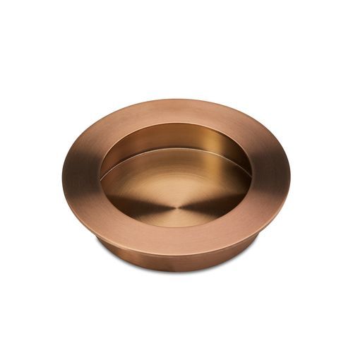 Brushed Copper FLUSH PULL Round Handle  90mm Open Design