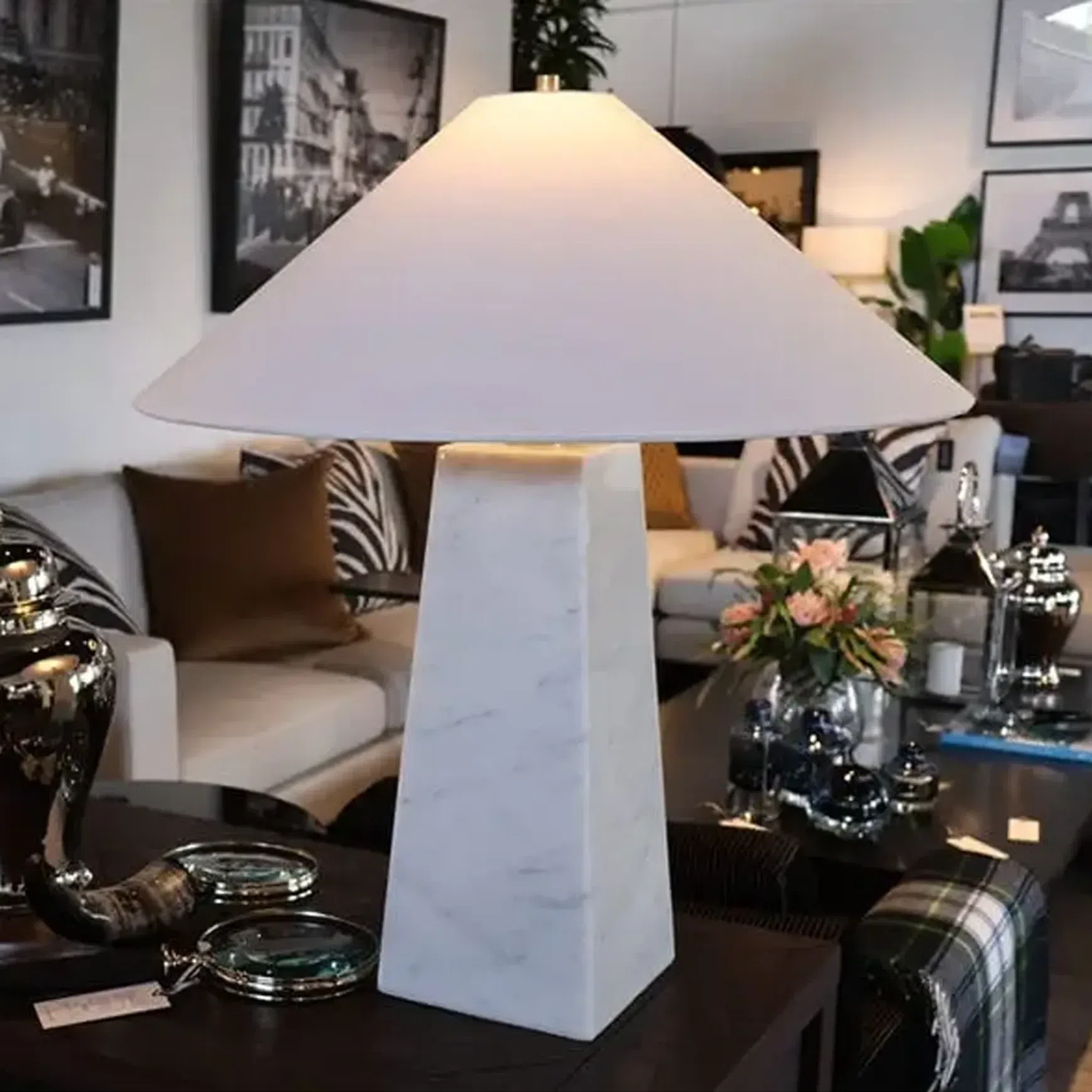 Riviera Table Lamp - Carrara Marble