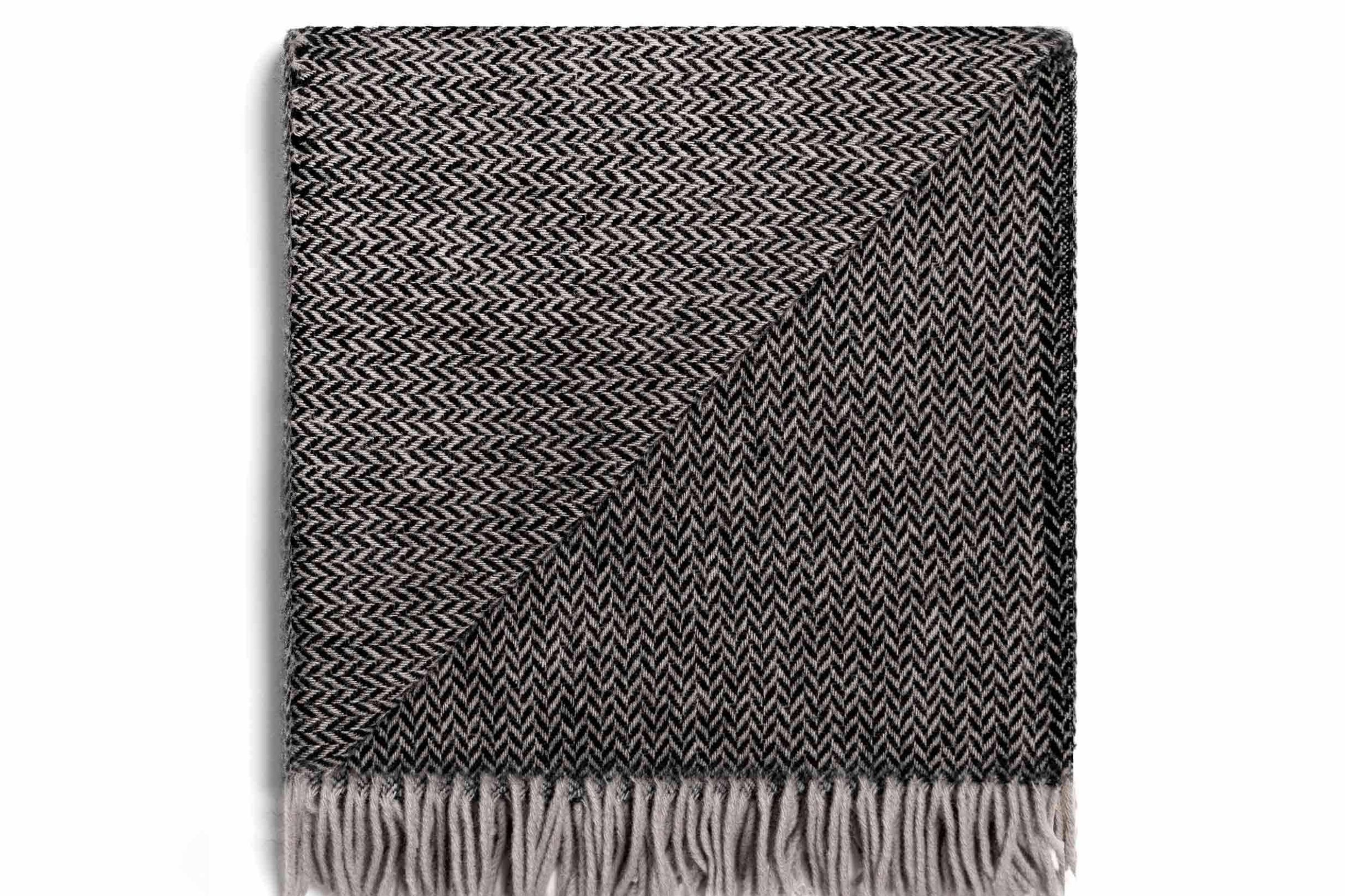Ruanui Station Lambswool Throw -  Collier's Coal Chevron