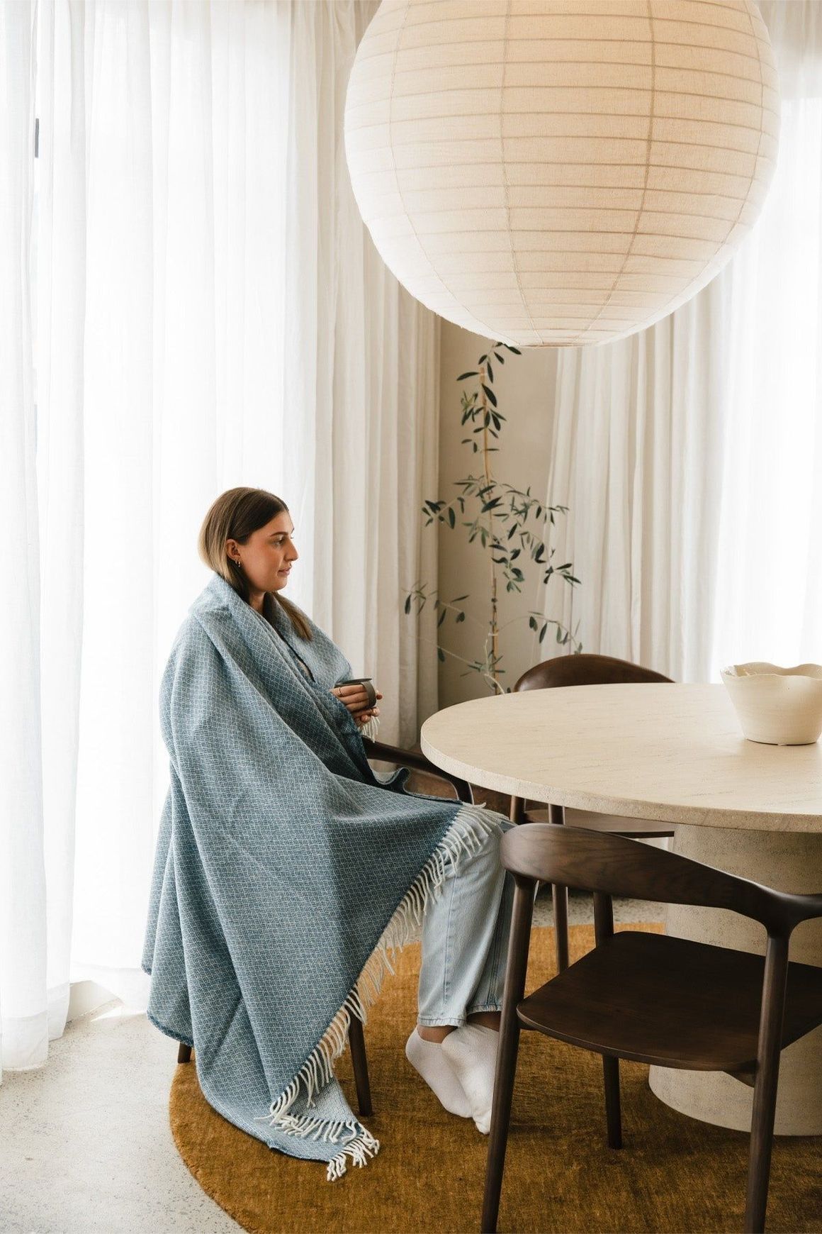 Ruanui Station Lambswool Throw - Bentley Blue