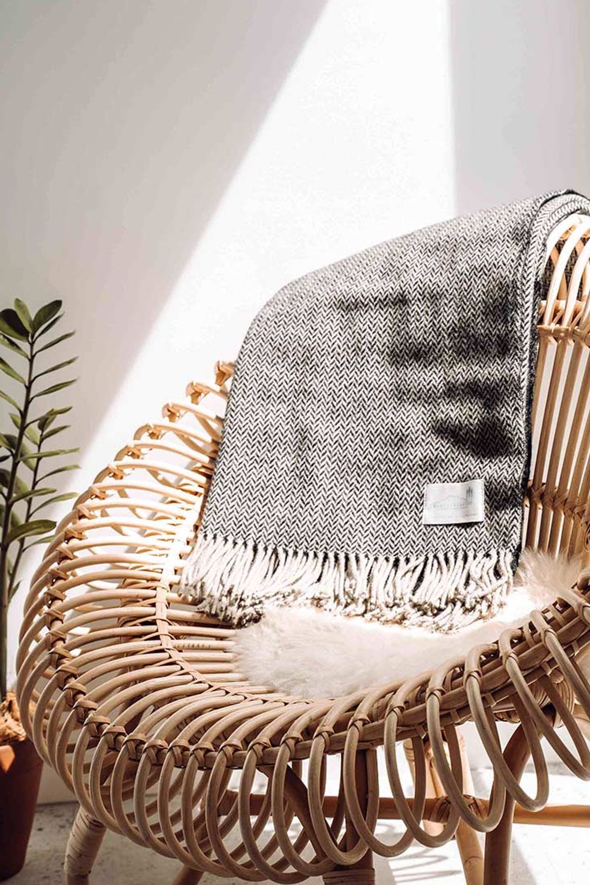 Ruanui Station Lambswool Throw -  Collier's Coal Chevron