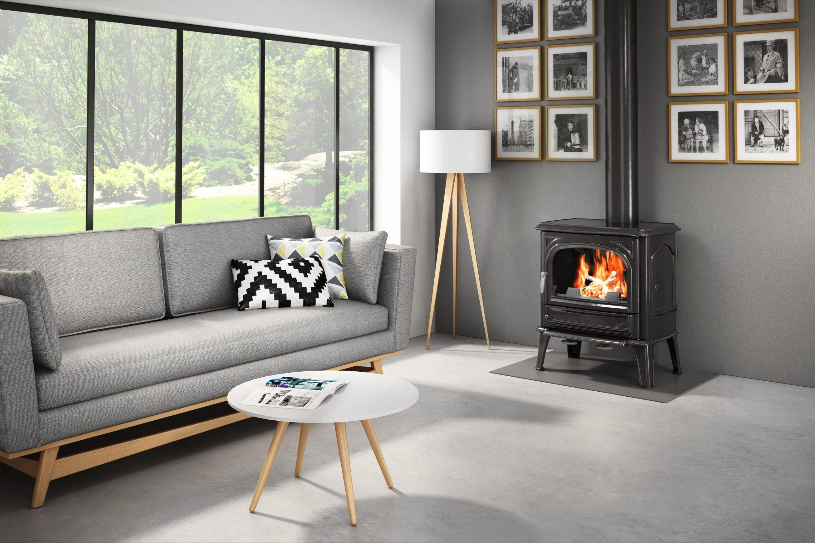 Seguin Saphir Freestanding Fireplace - Grey