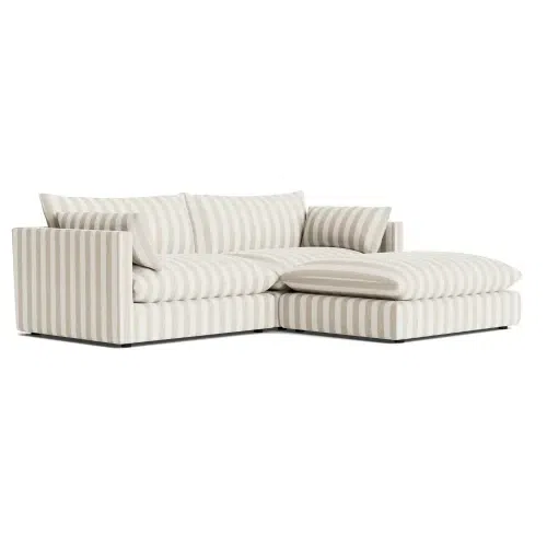 Sidney Slipcover 4 Seater Chaise Sofa - Marnie Sand Stripe