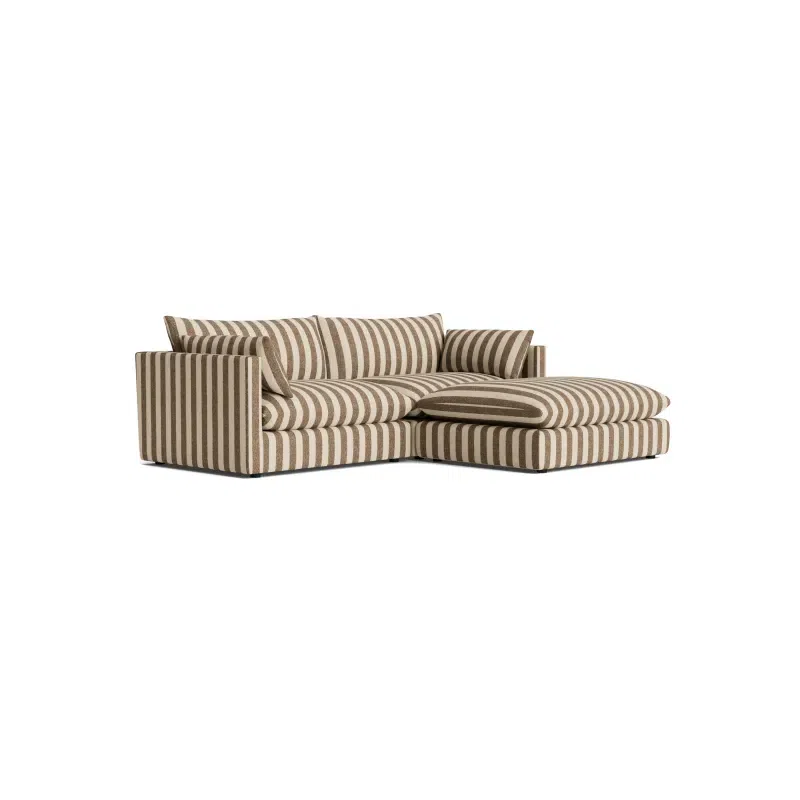 Sidney Slipcover 4 Seater Chaise Sofa - Marnie Coconut Stripe