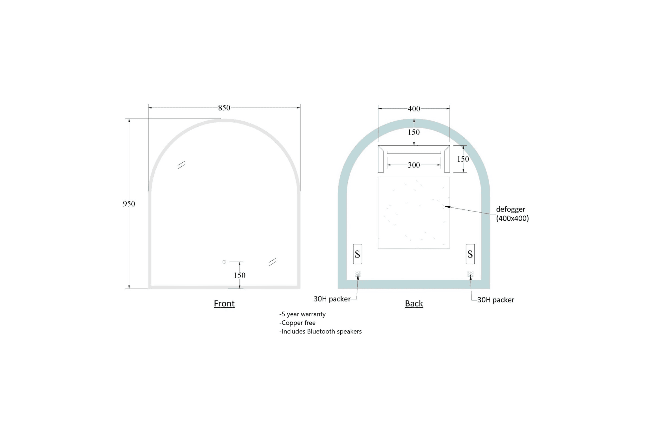 Solace 850 Arch LED Mirror
