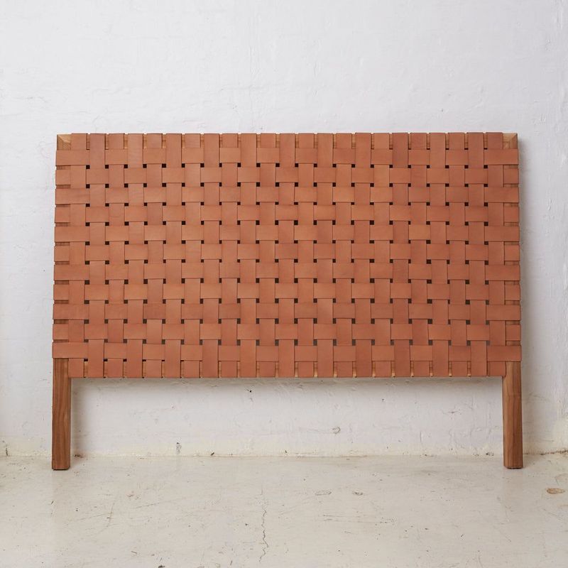 Saalena Leather and Teak Bedhead