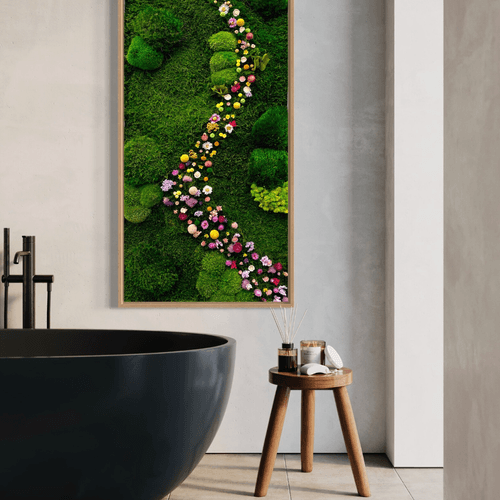 Moss Wall Art - Cascade of Flowers