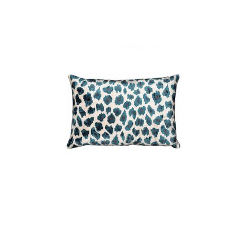 Velvet Ikat Leopard Blue Cushion
