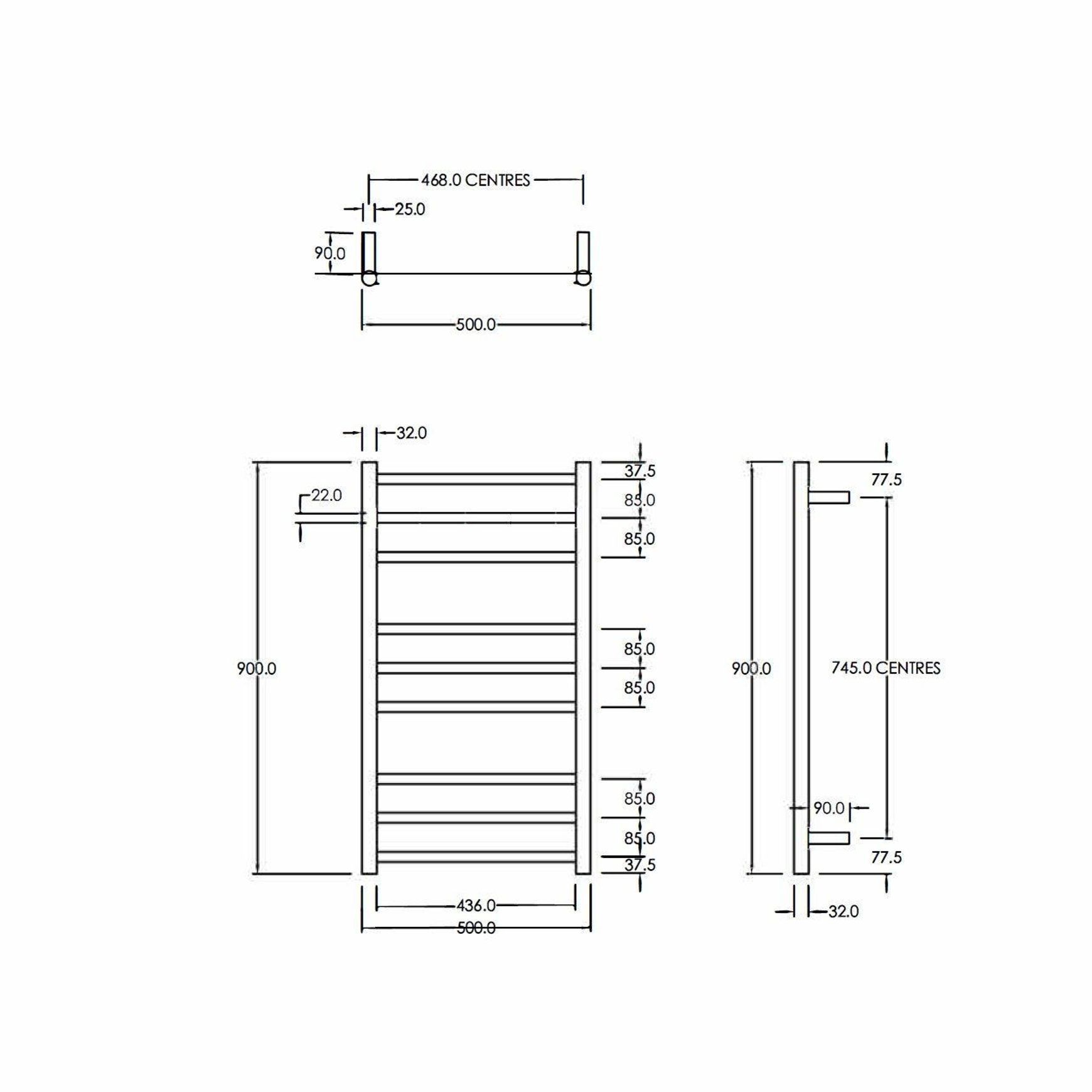 Round Heated Towel Ladder 900x500mm