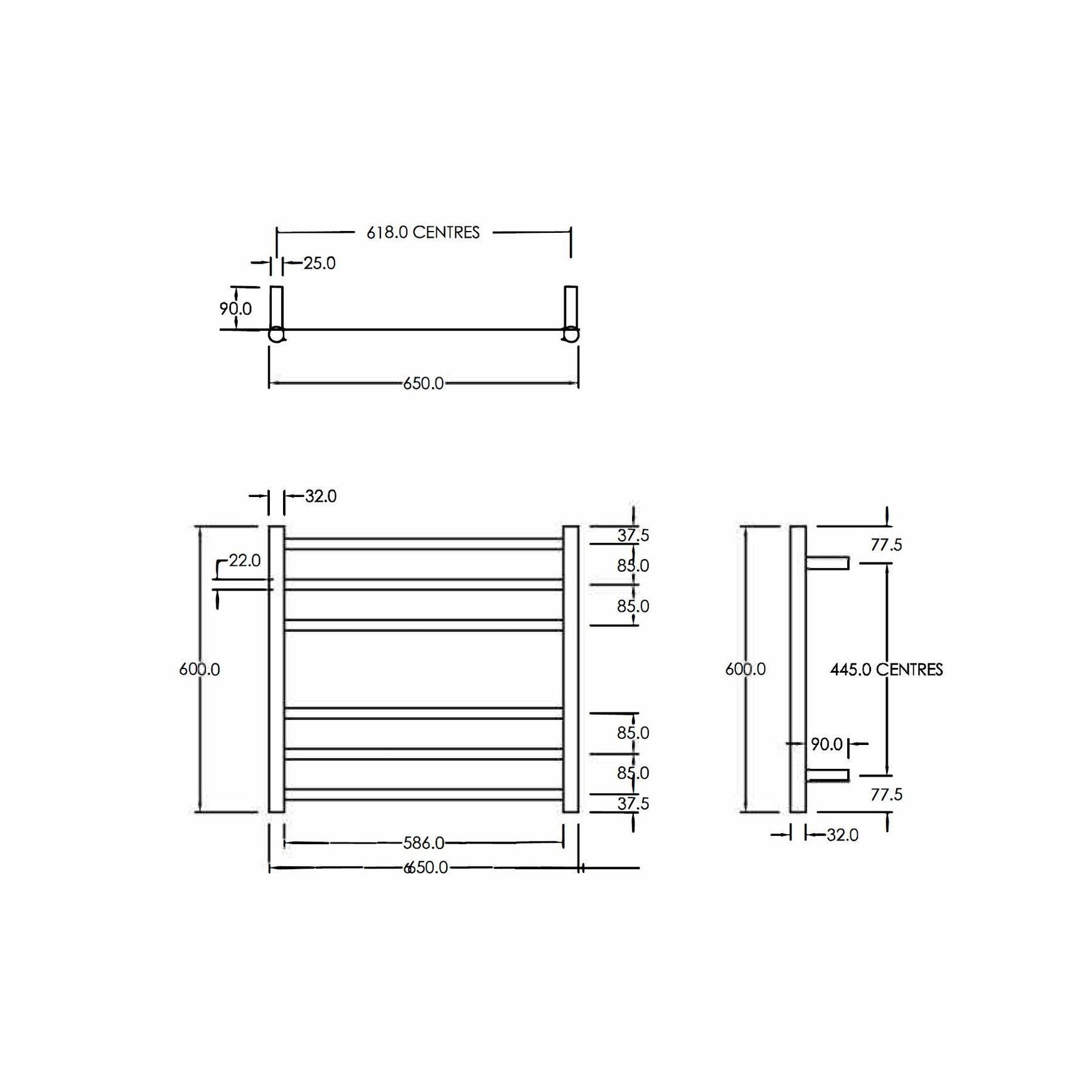 Round Heated Towel Ladders 600x650mm