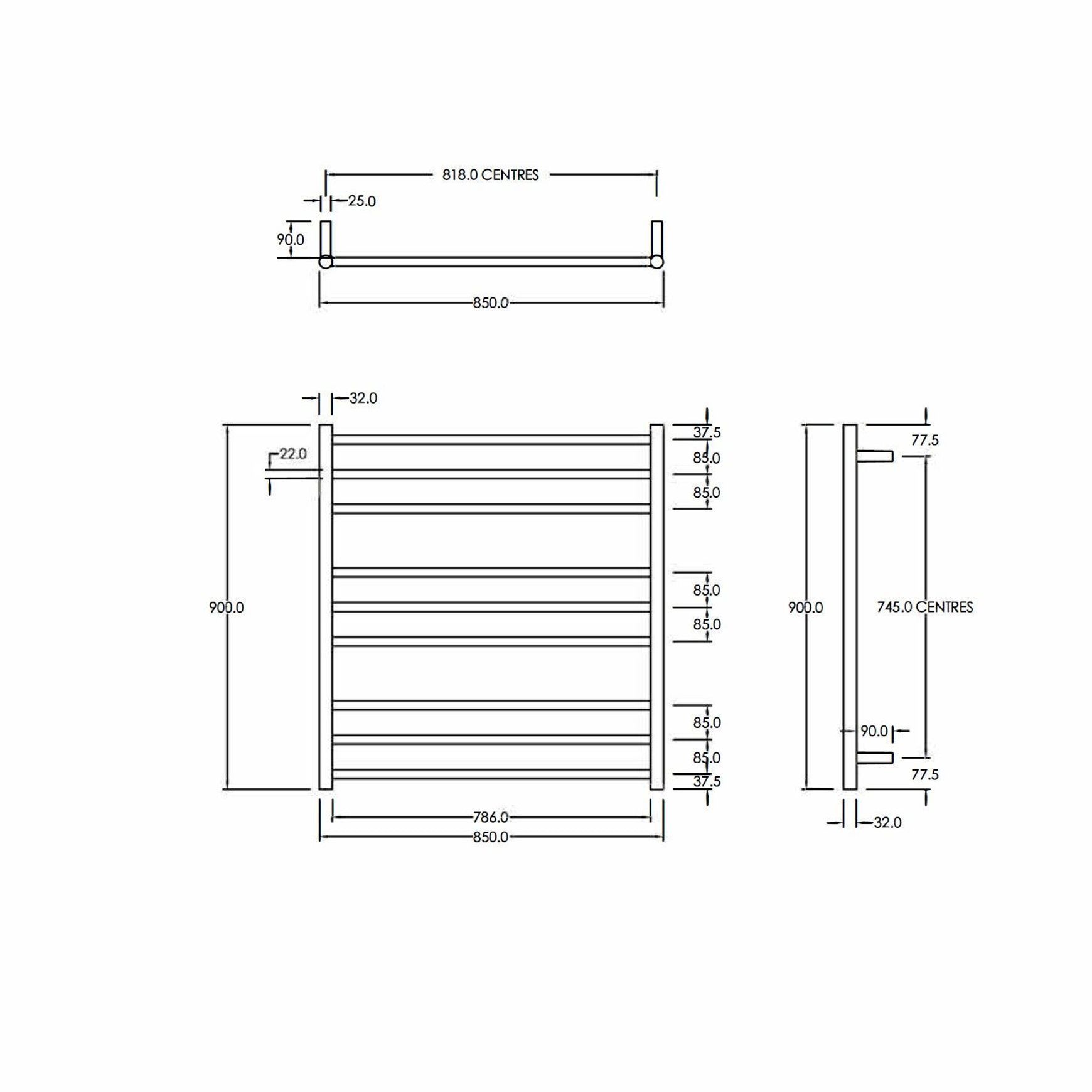 Round Heated Towel Ladder 900x850mm