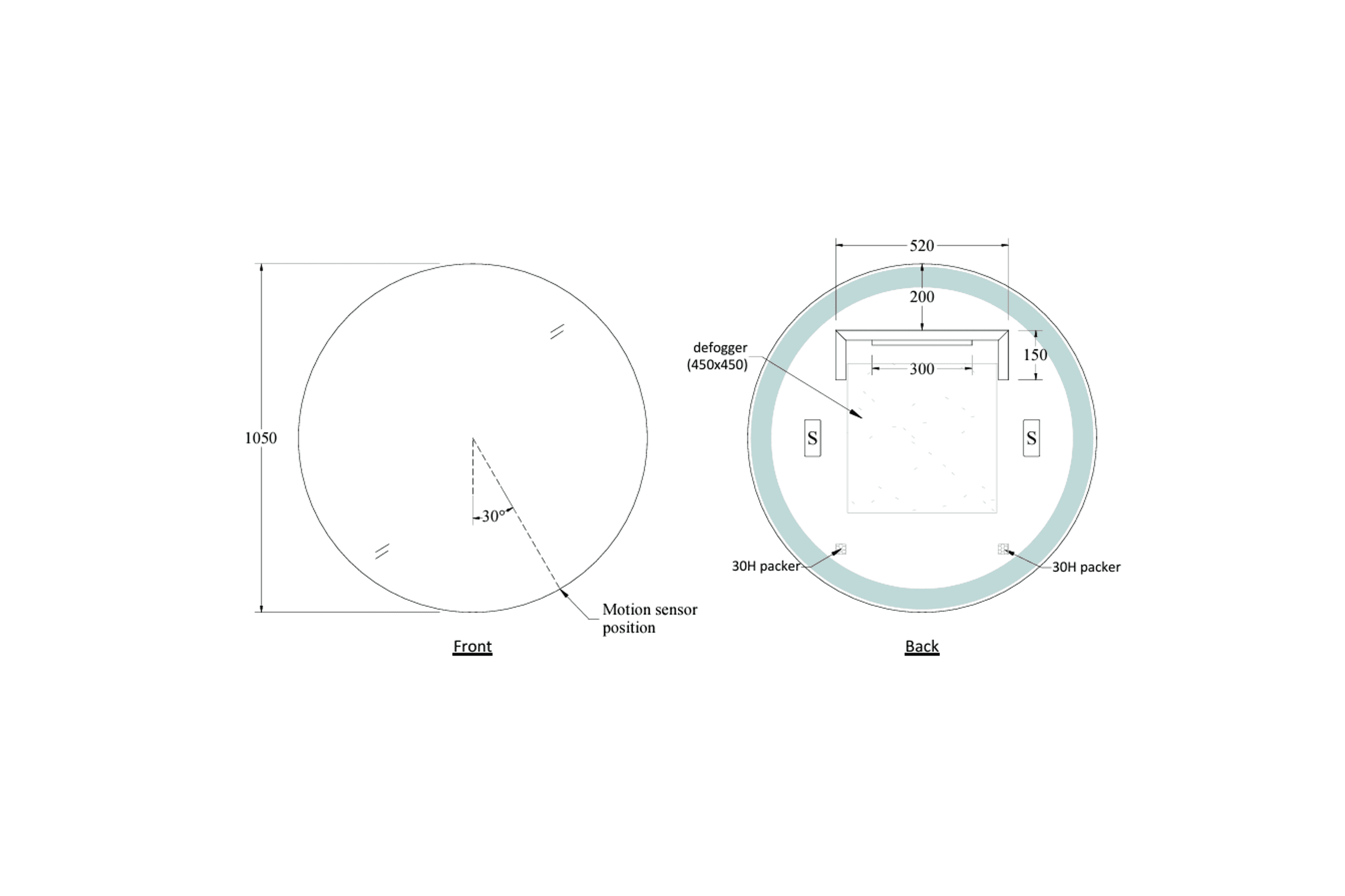 Code Euro 1050 Round Mirror