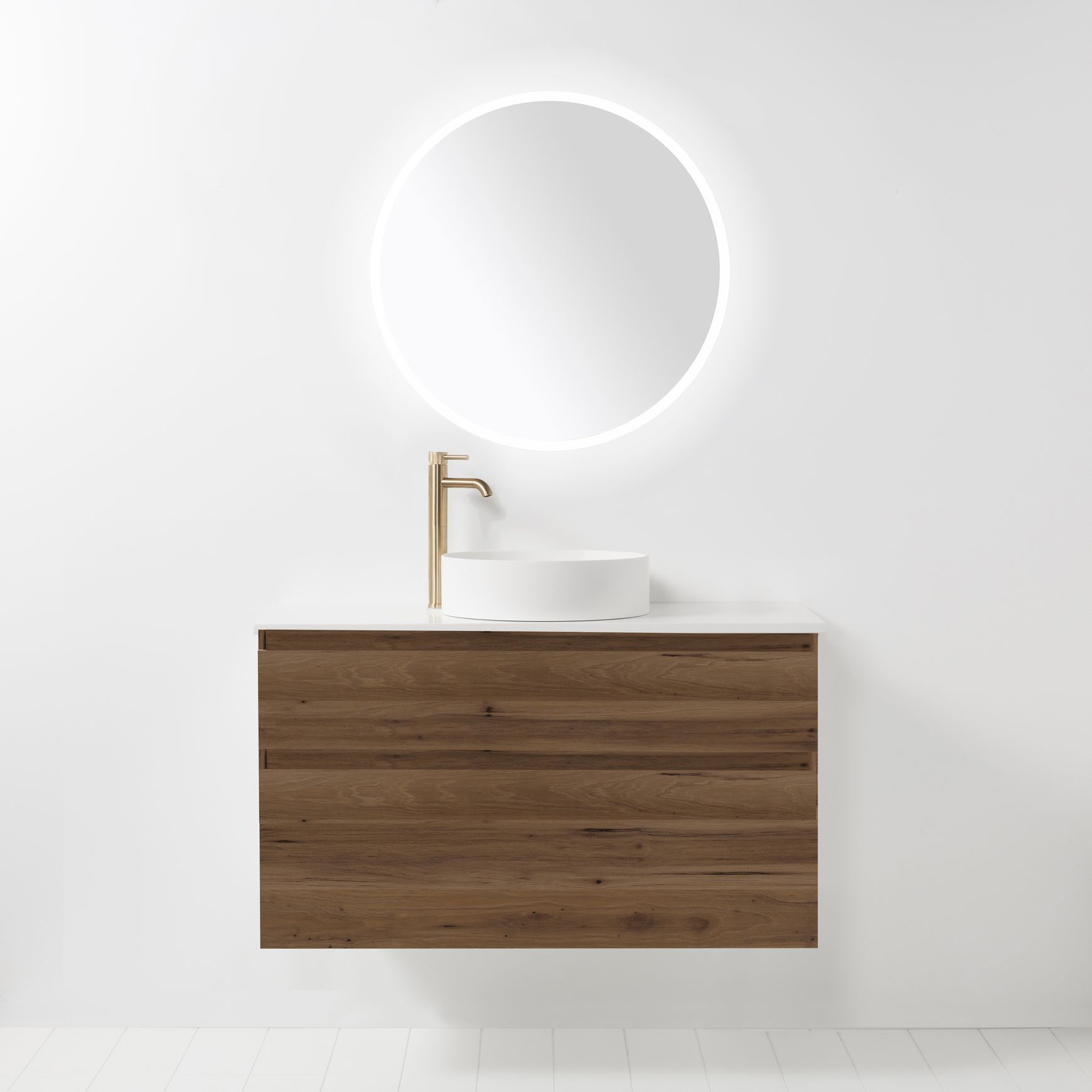 Soft Solid Slim Wall-Hung Vanity, 2 Drawers
