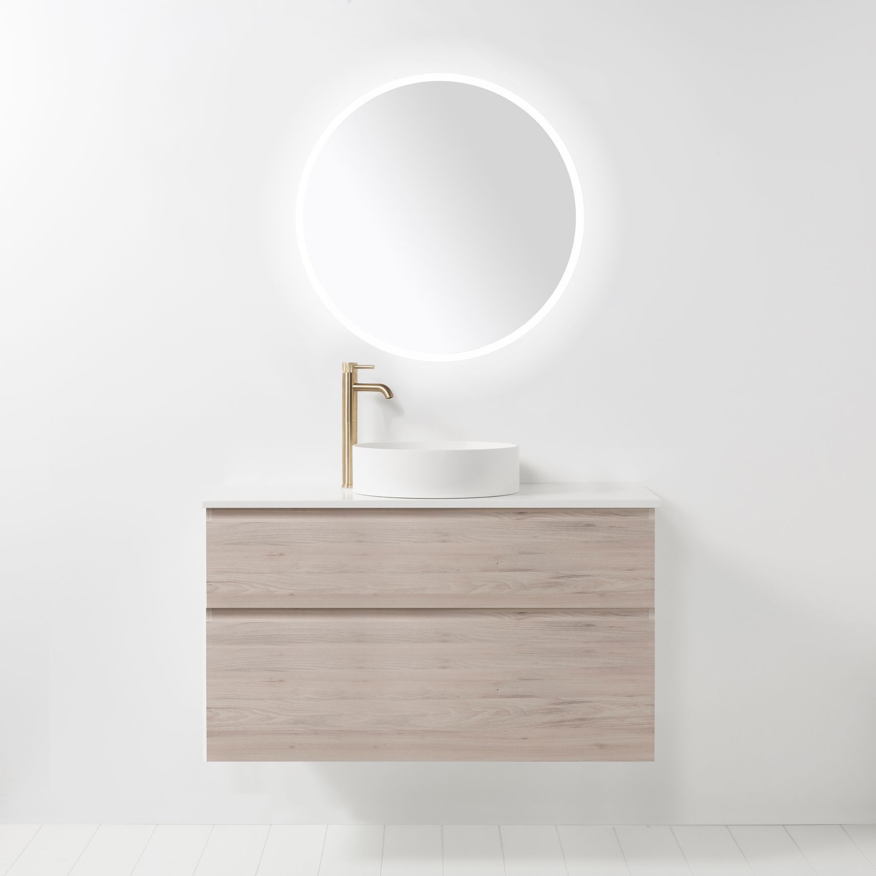 Soft Solid Slim Wall-Hung Vanity, 2 Drawers