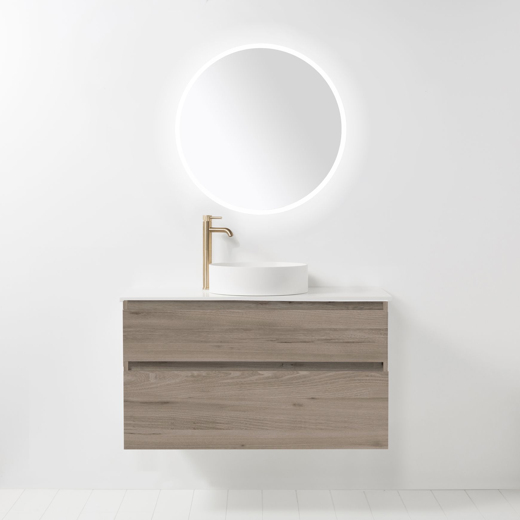 Soft Solid Slim Wall-Hung Vanity, 2 Drawers
