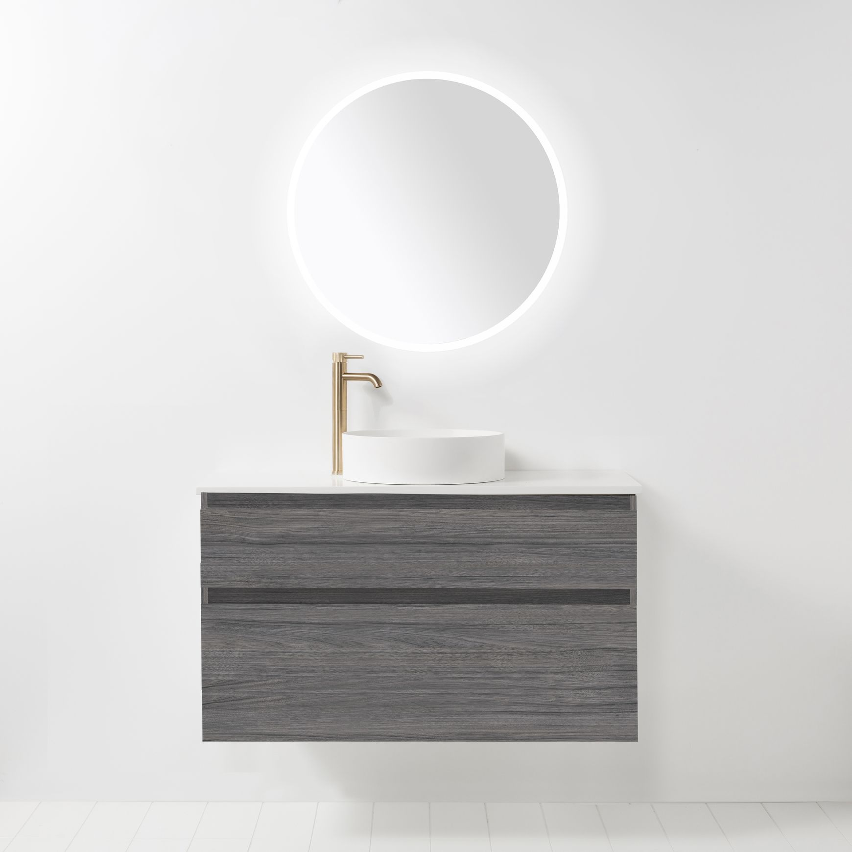 Soft Solid Slim Wall-Hung Vanity, 2 Drawers