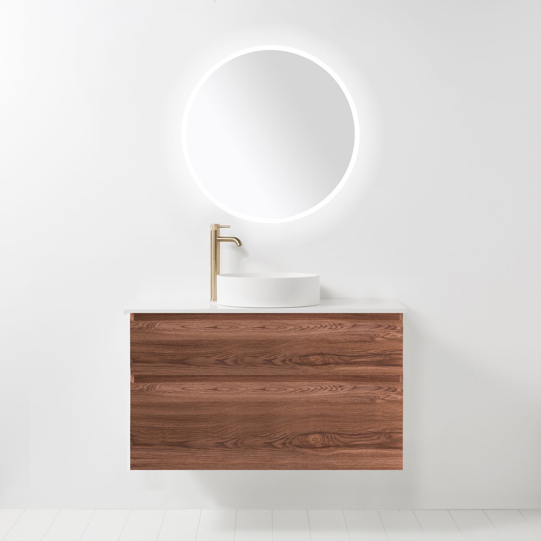 Soft Solid Slim Wall-Hung Vanity, 2 Drawers