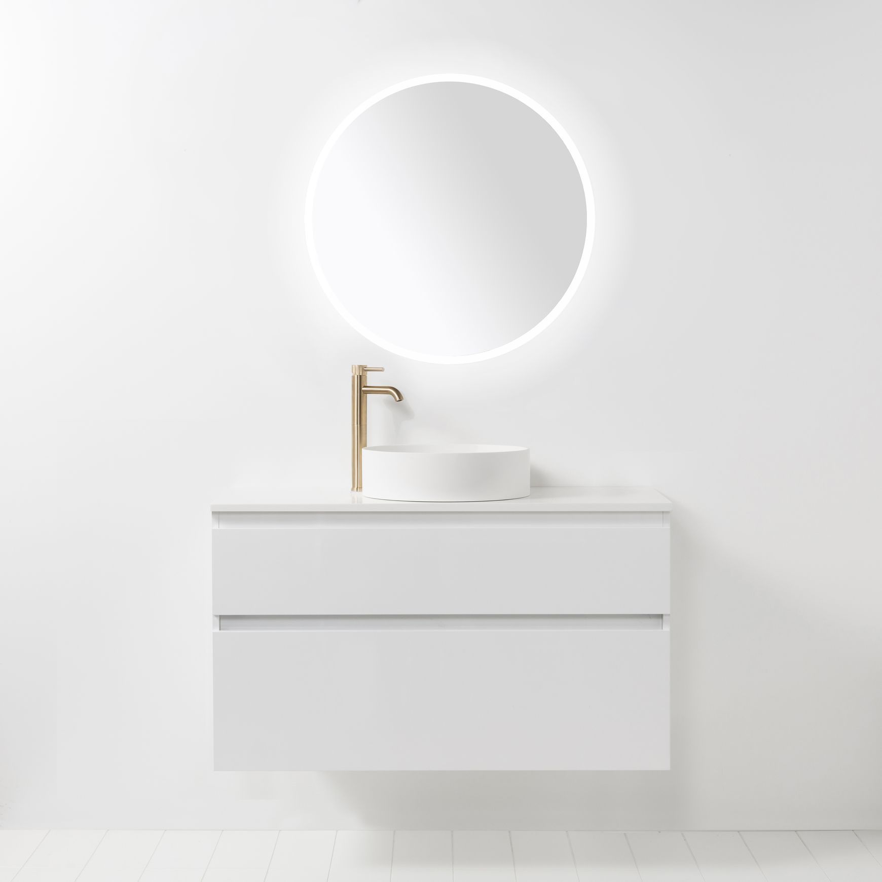 Soft Solid Slim Wall-Hung Vanity, 2 Drawers