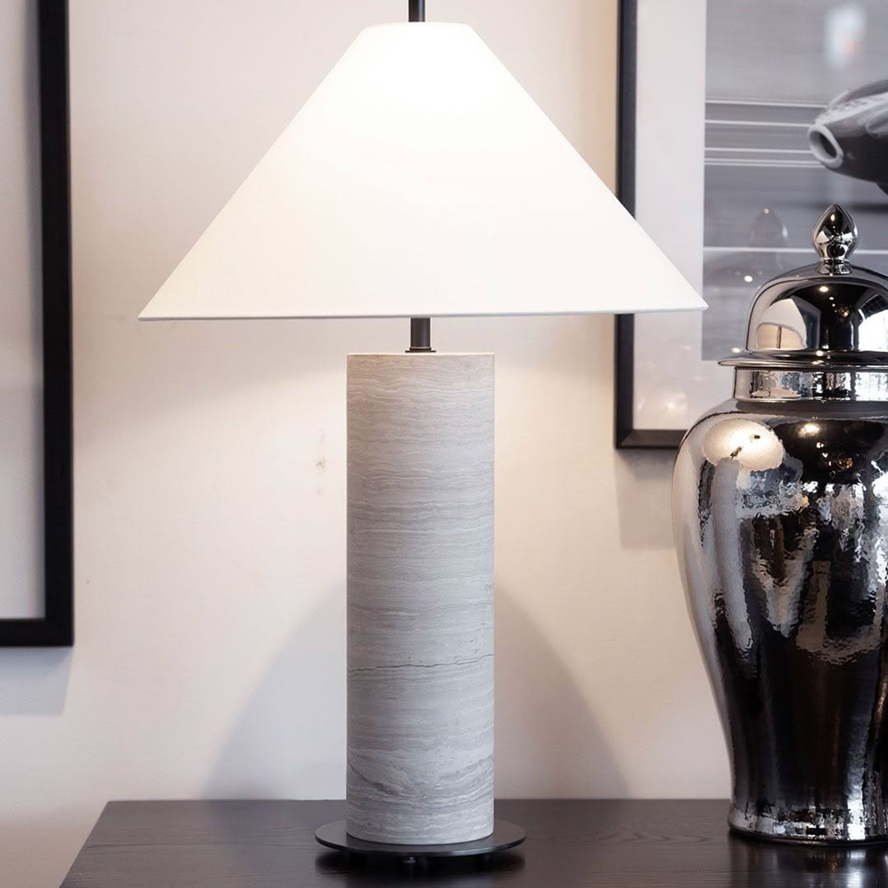 Sorrento Table Lamp - Grey Woodgrain Marble