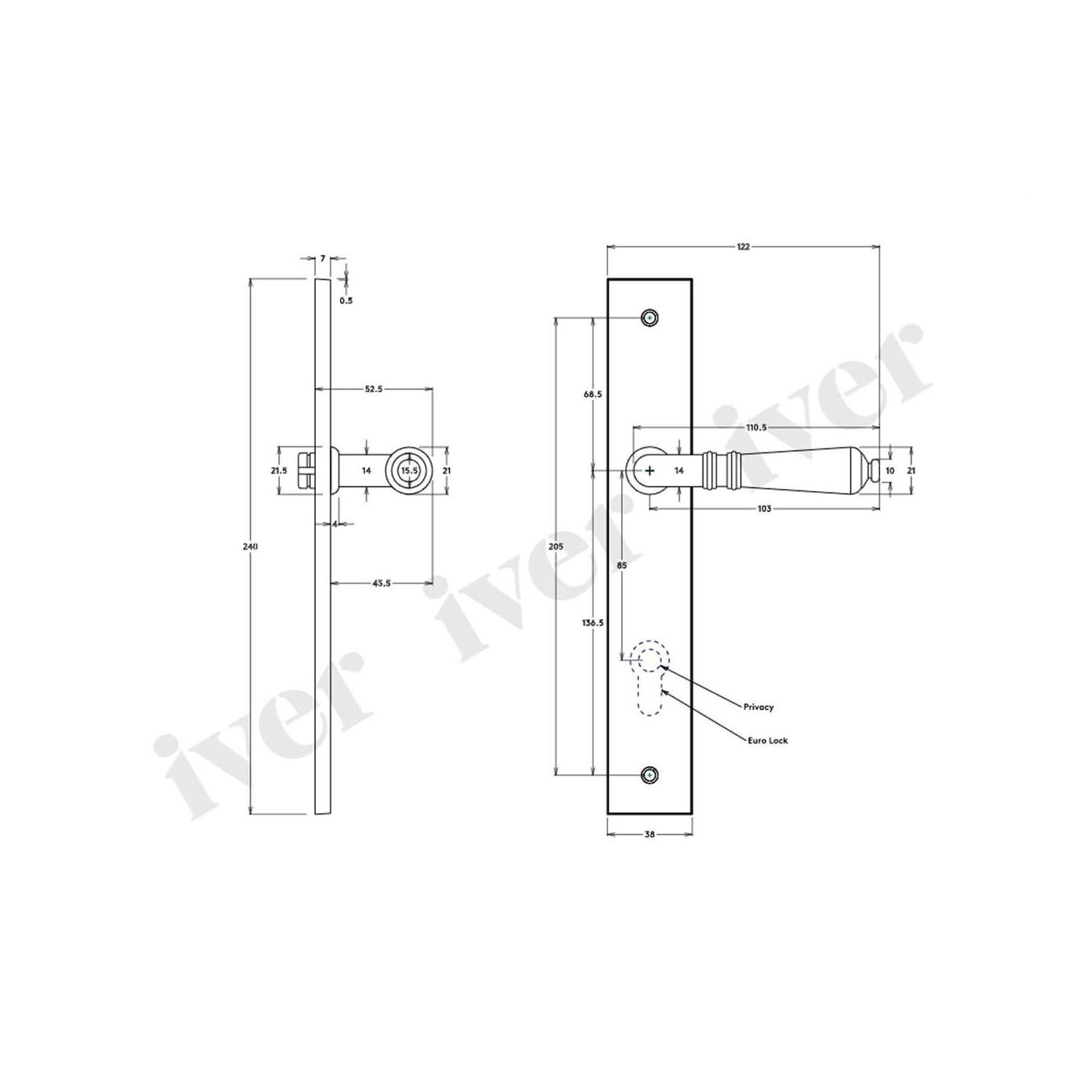 Iver Sarlat Lever on Rectangular Backplate Latch Signature Brass 10700 - Customise to your need