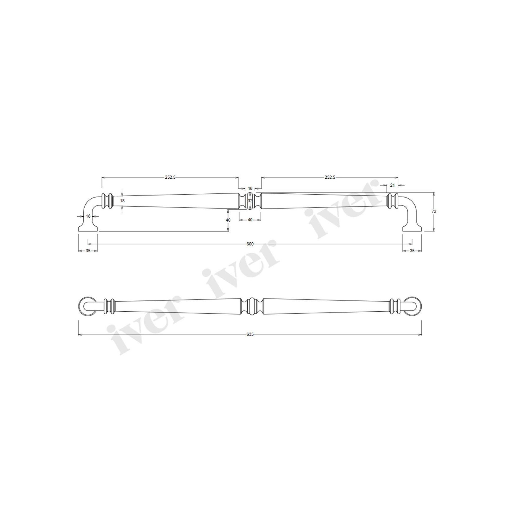 Iver Sarlat Door Pull Handle Satin Nickel 635mm x 72mm 20058